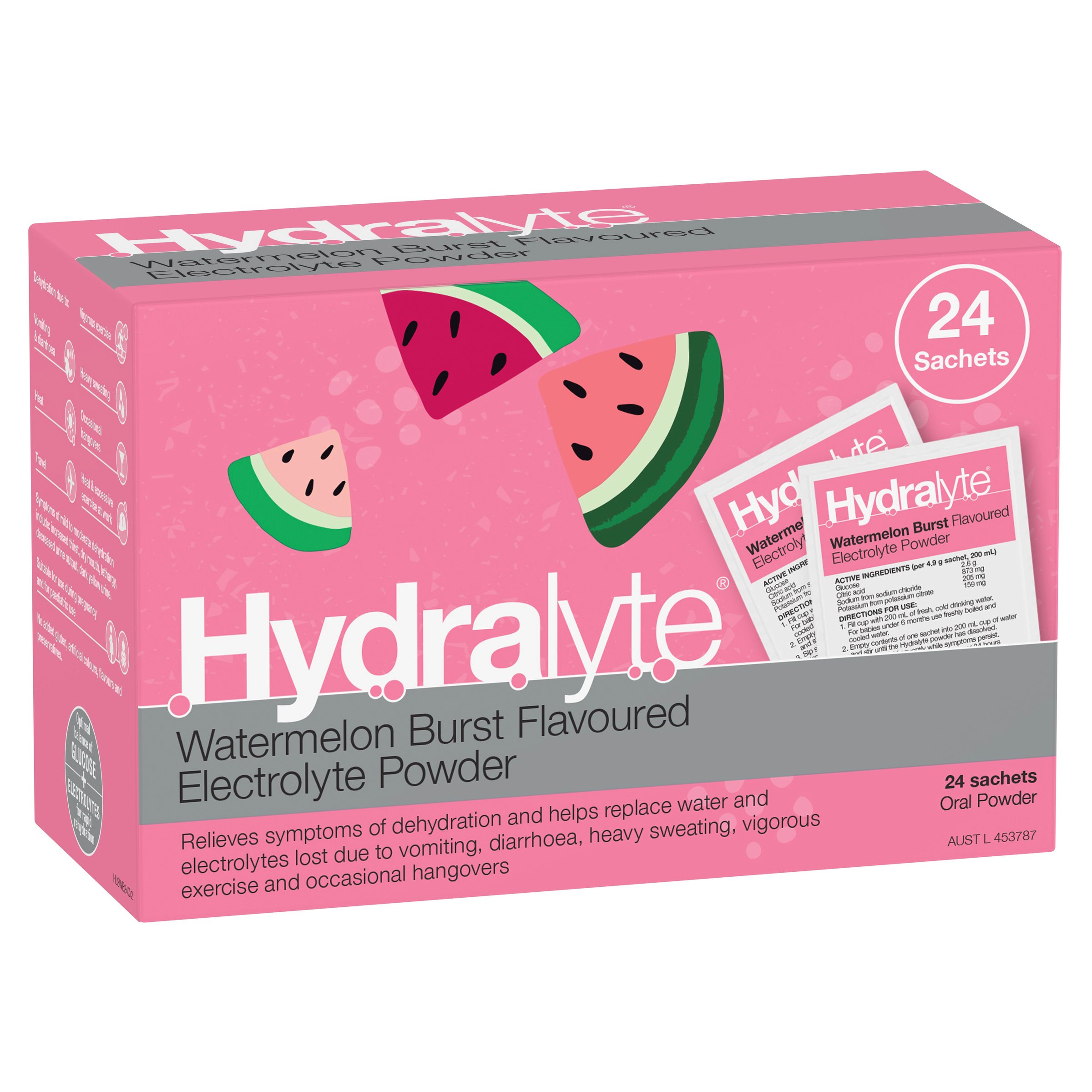Hydralyte Electrolyte Powder Watermelon Burst 24 sachets - Image 14