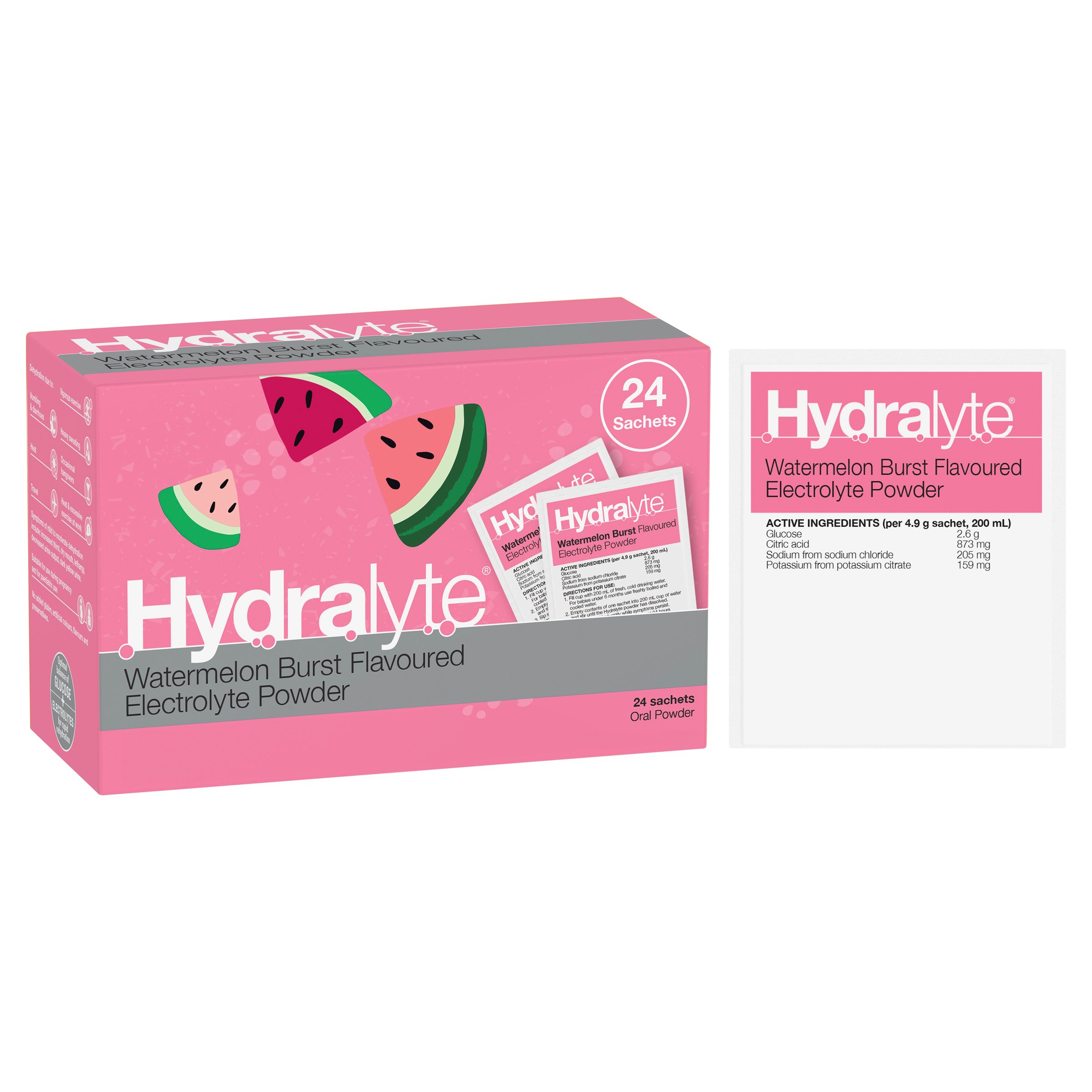 Hydralyte Electrolyte Powder Watermelon Burst 24 sachets - Image 6