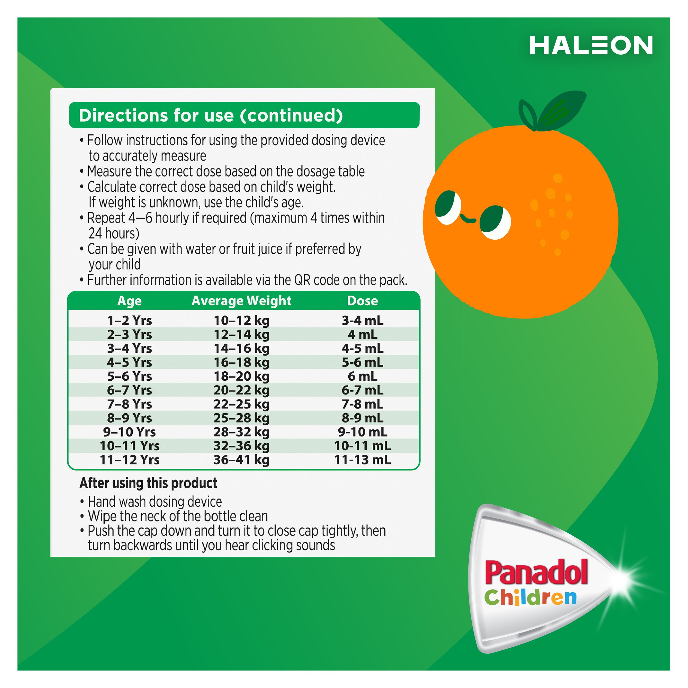 Panadol Children 5-12 Years Colourfree Suspension Orange Flavour 200ml - Image 9
