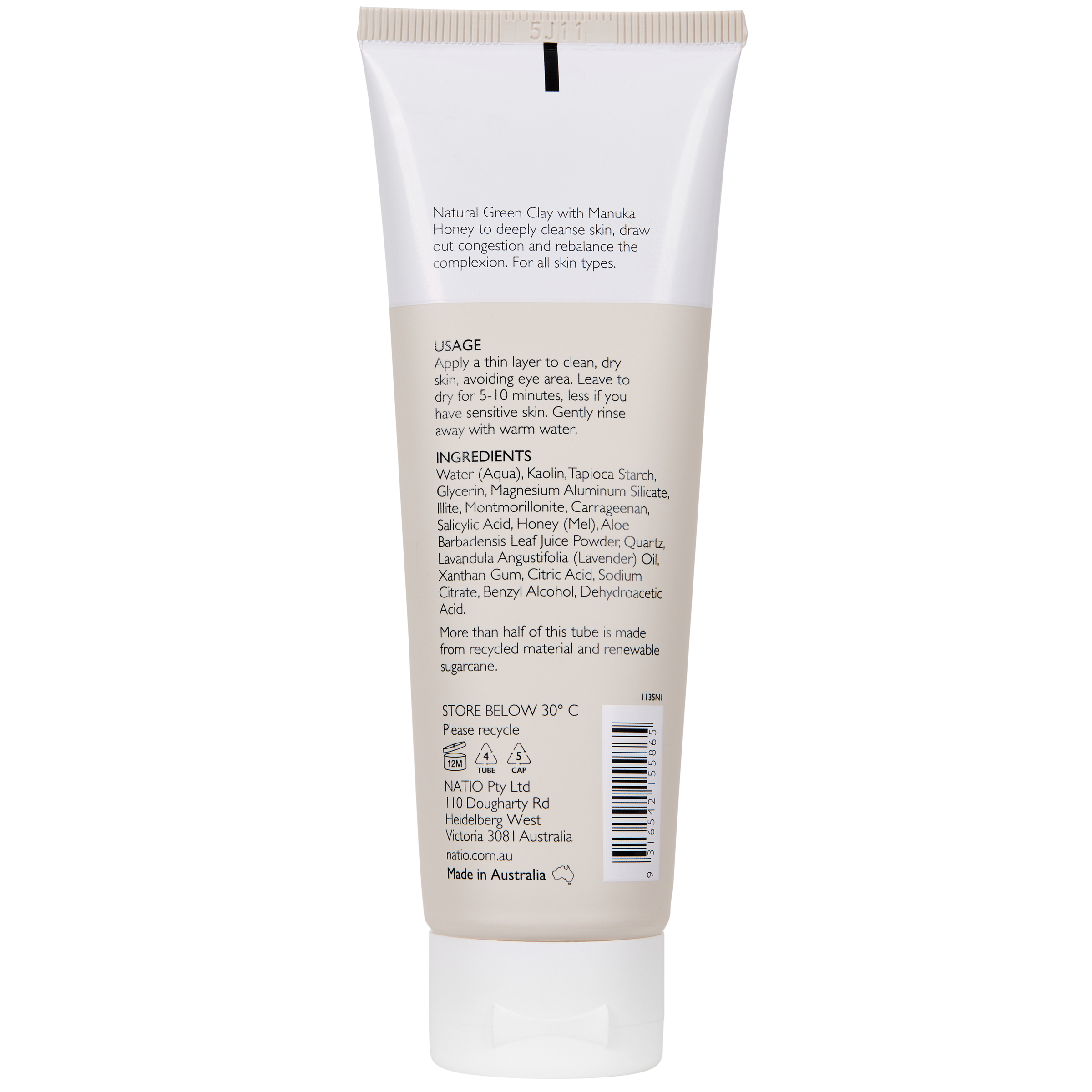 Natio Green Clay & Manuka Honey Face Mask 100g - Image 3