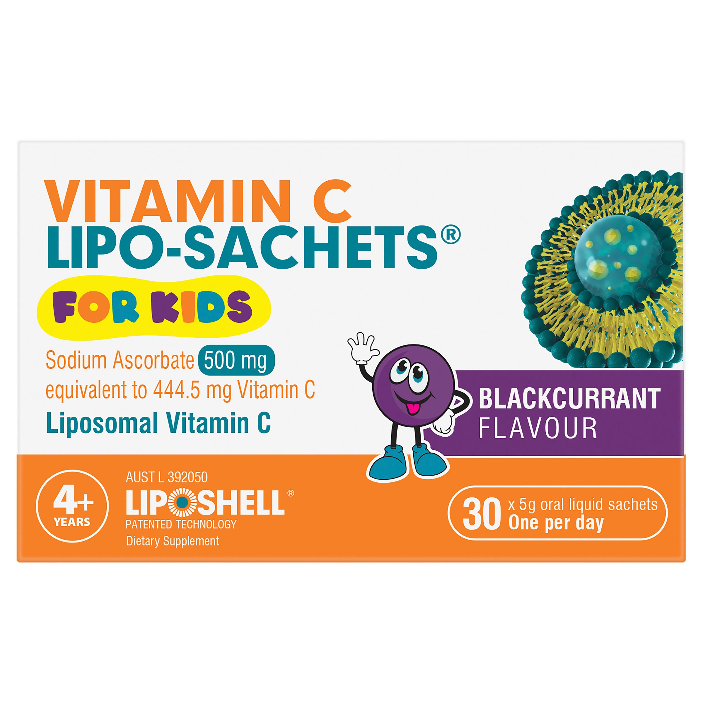 Lipo-Sachets Vitamin C Kids Blackcurrent 500mg 30 sachets - Image 1