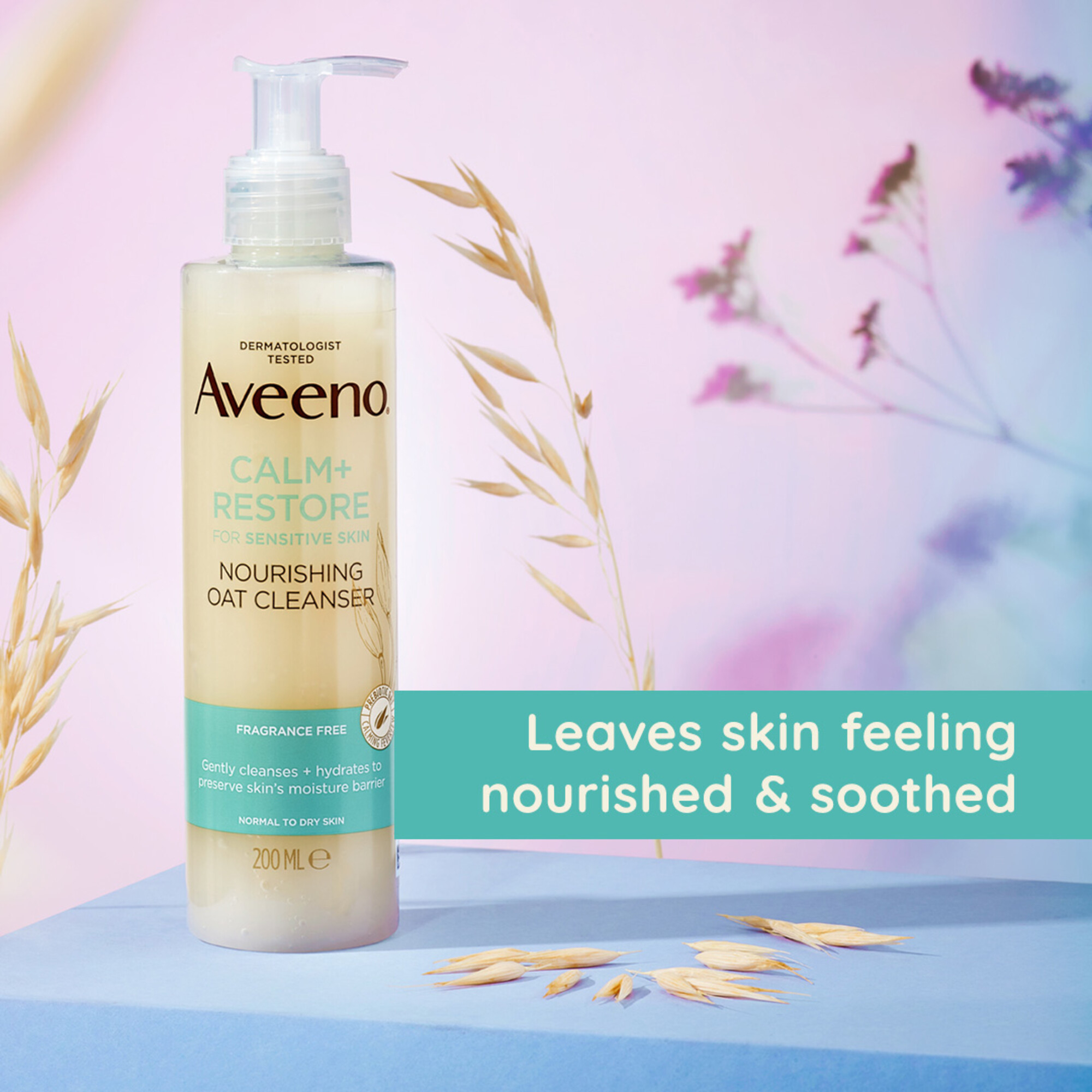 Aveeno Face Calm + Restore Sensitive Skin Nourishing Oat Cleanser 200ml - Image 3