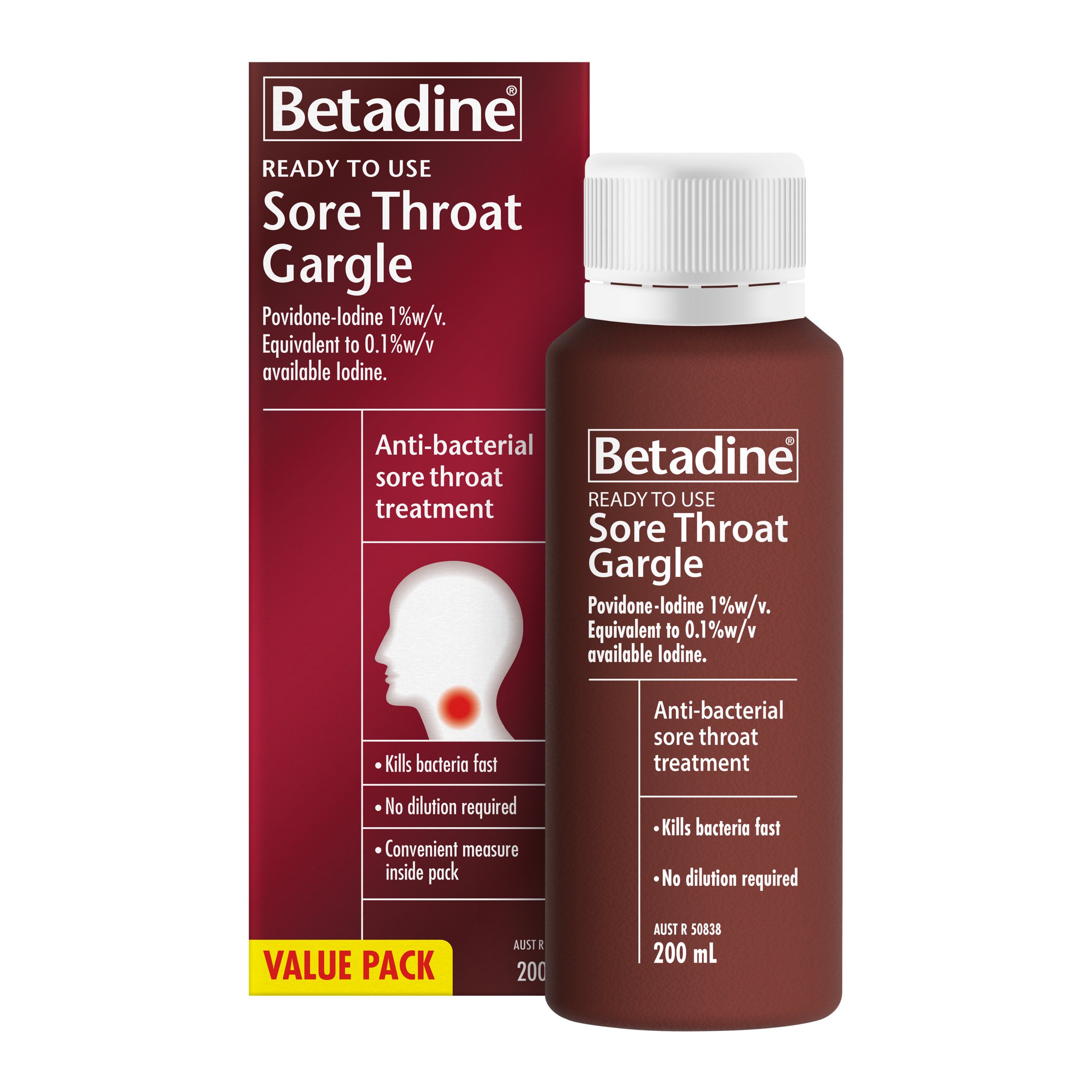 Betadine Ready To Use Sore Throat Gargle 200ml - Image 4