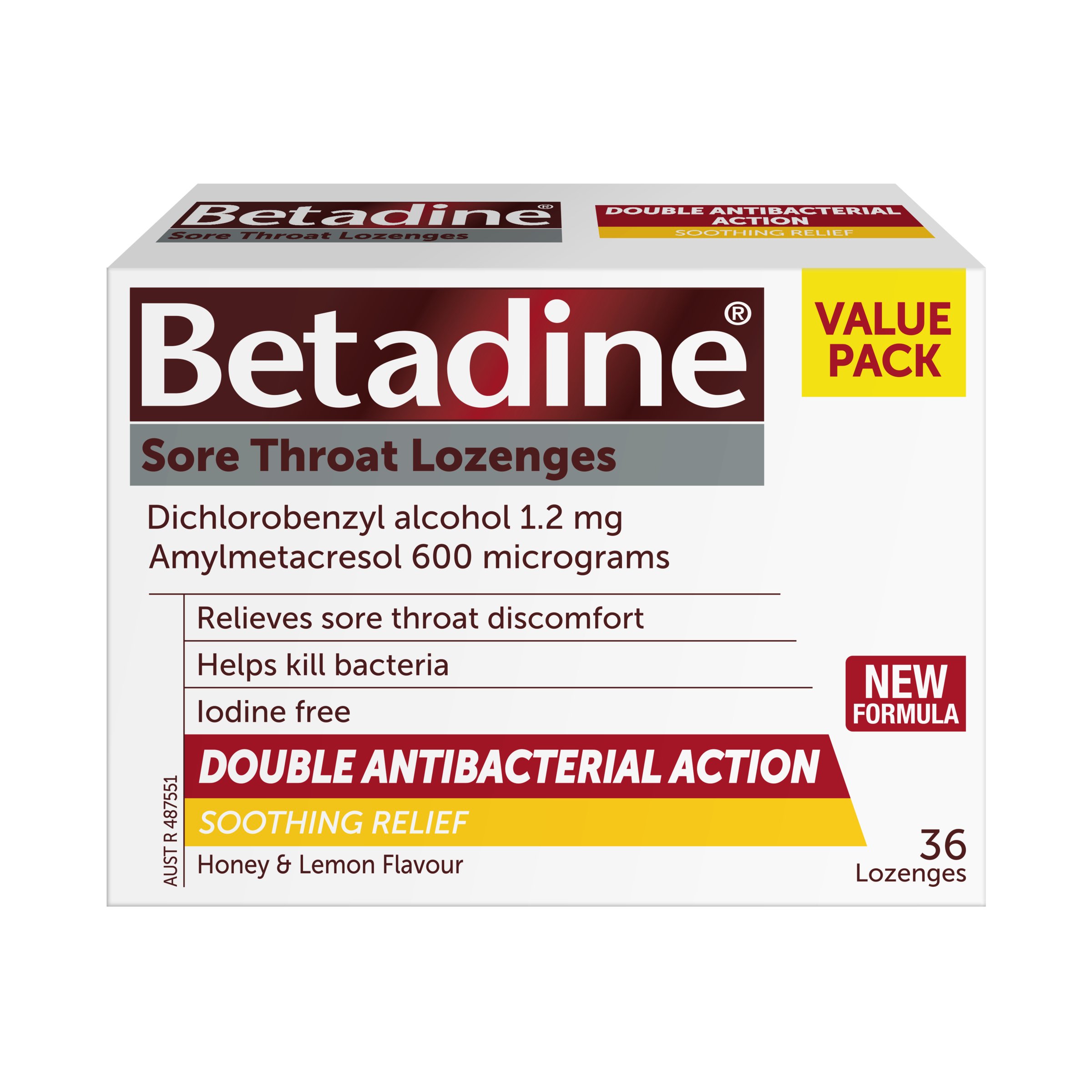 Betadine Betadine Sore Throat Lozenges Honey Lemon 36S 36 lozenges - Image 3