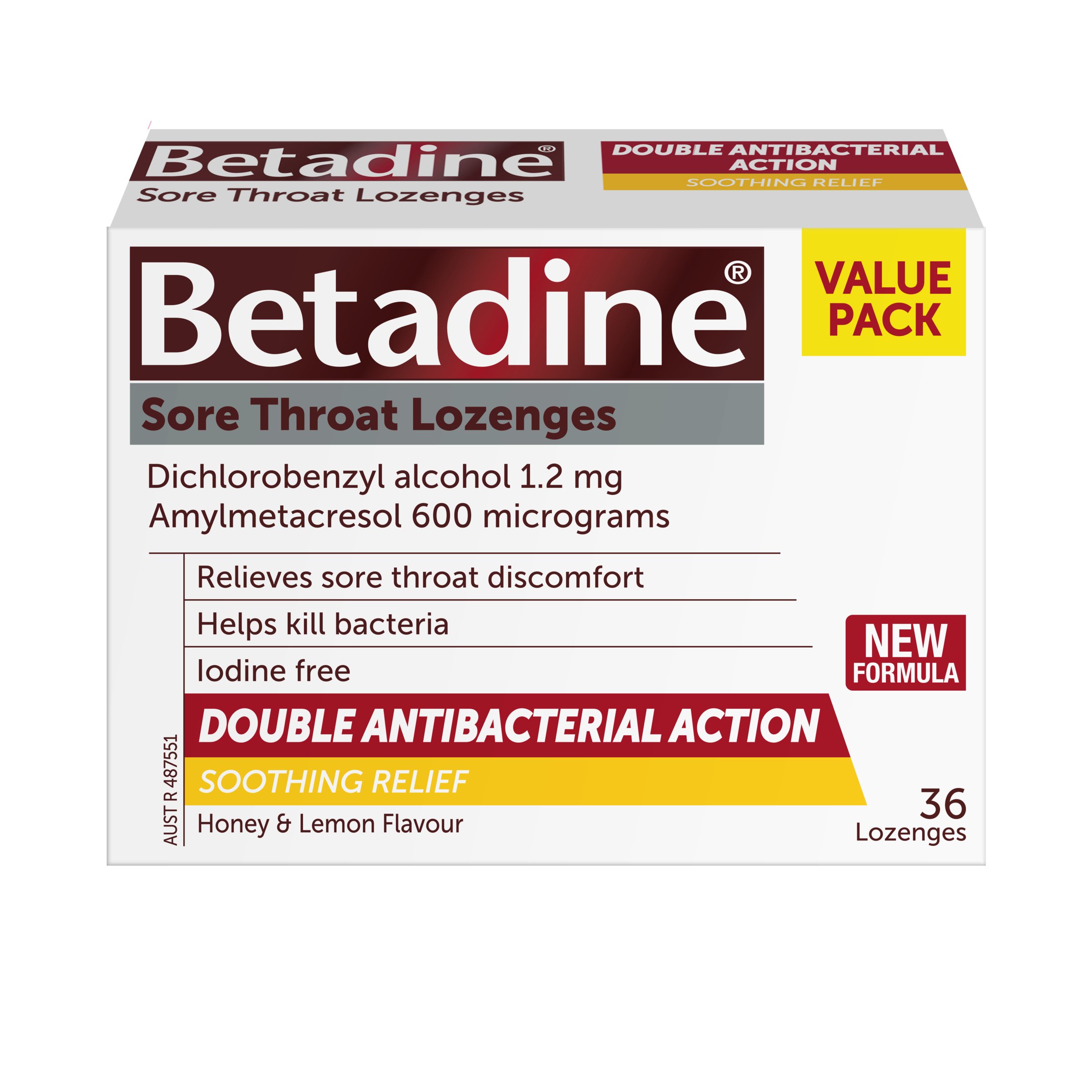 Betadine Betadine Sore Throat Lozenges Honey Lemon 36S 36 lozenges - Image 3
