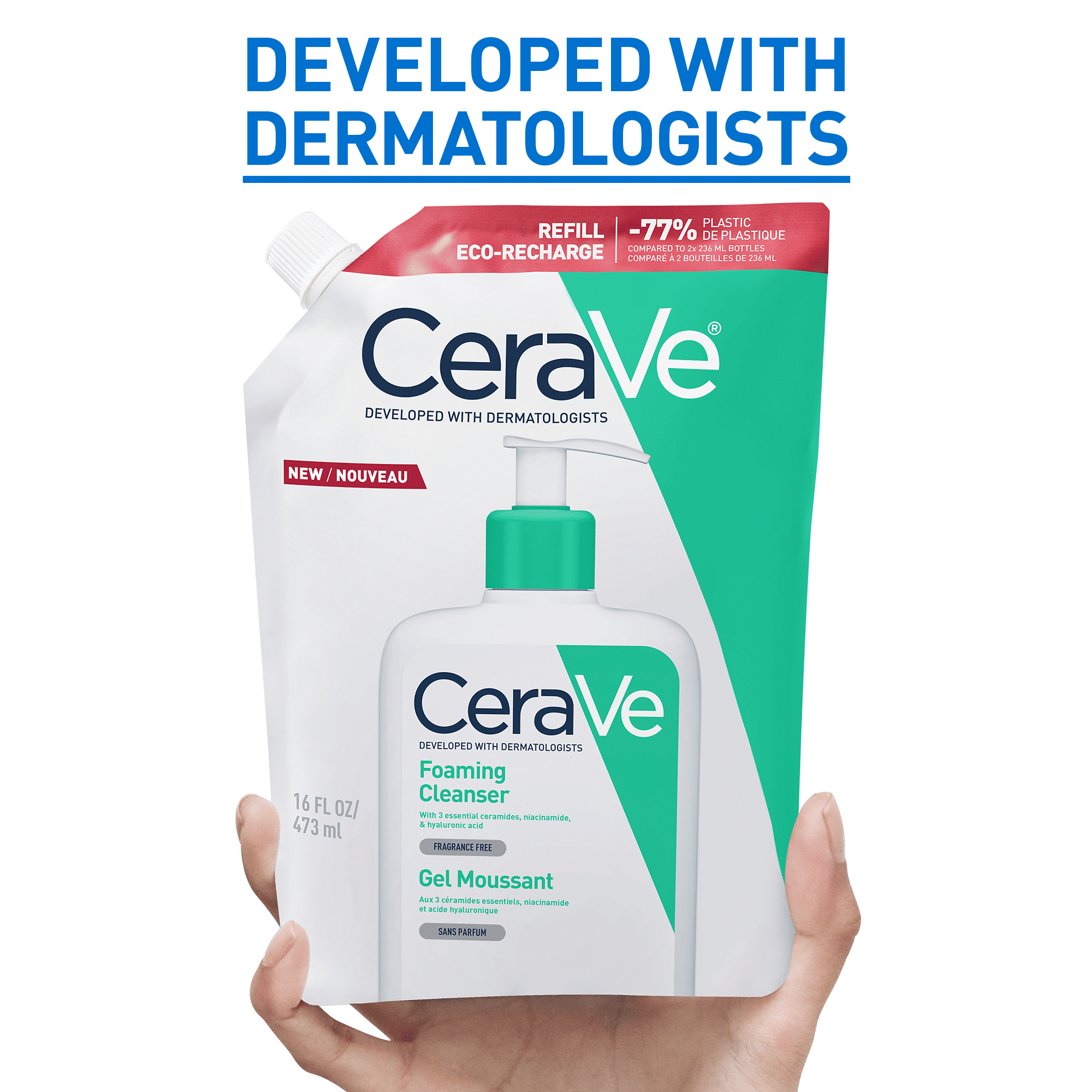 Cerave Foaming Cleanser Eco-Recharge Refill 473ml - Image 3