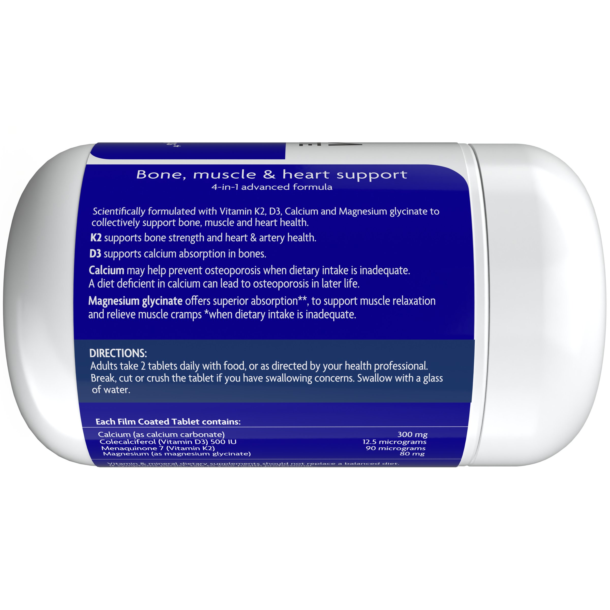 Nature's Way K2+ D3 + Calcium & Magnesium Glycinate 80 tablets - Image 2