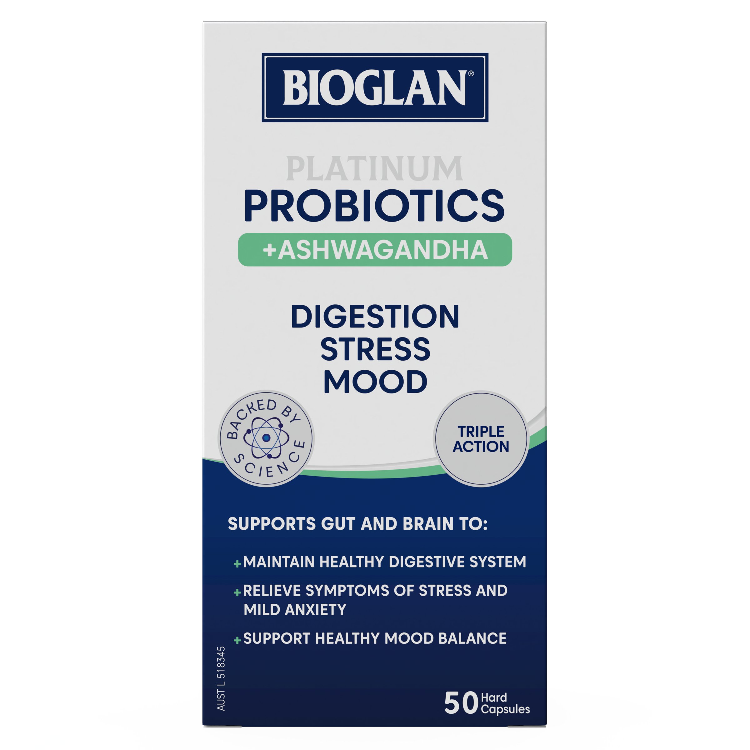 Bioglan Platinum Probiotic + Ashwagandha 50 capsules - Image 1