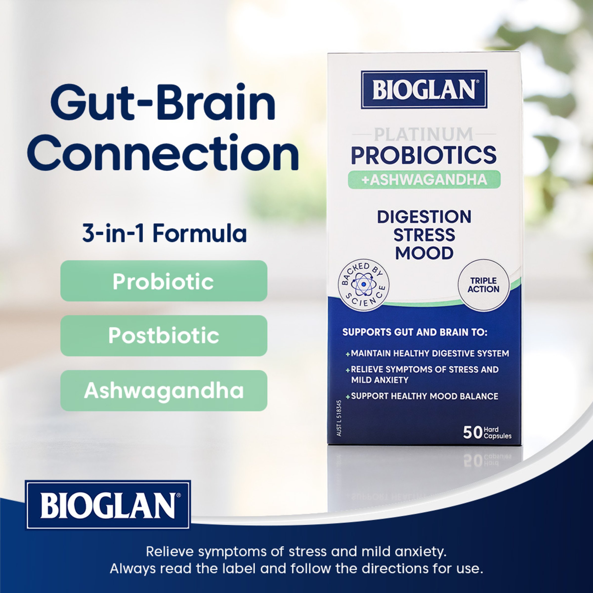 Bioglan Platinum Probiotic + Ashwagandha 50 capsules - Image 5
