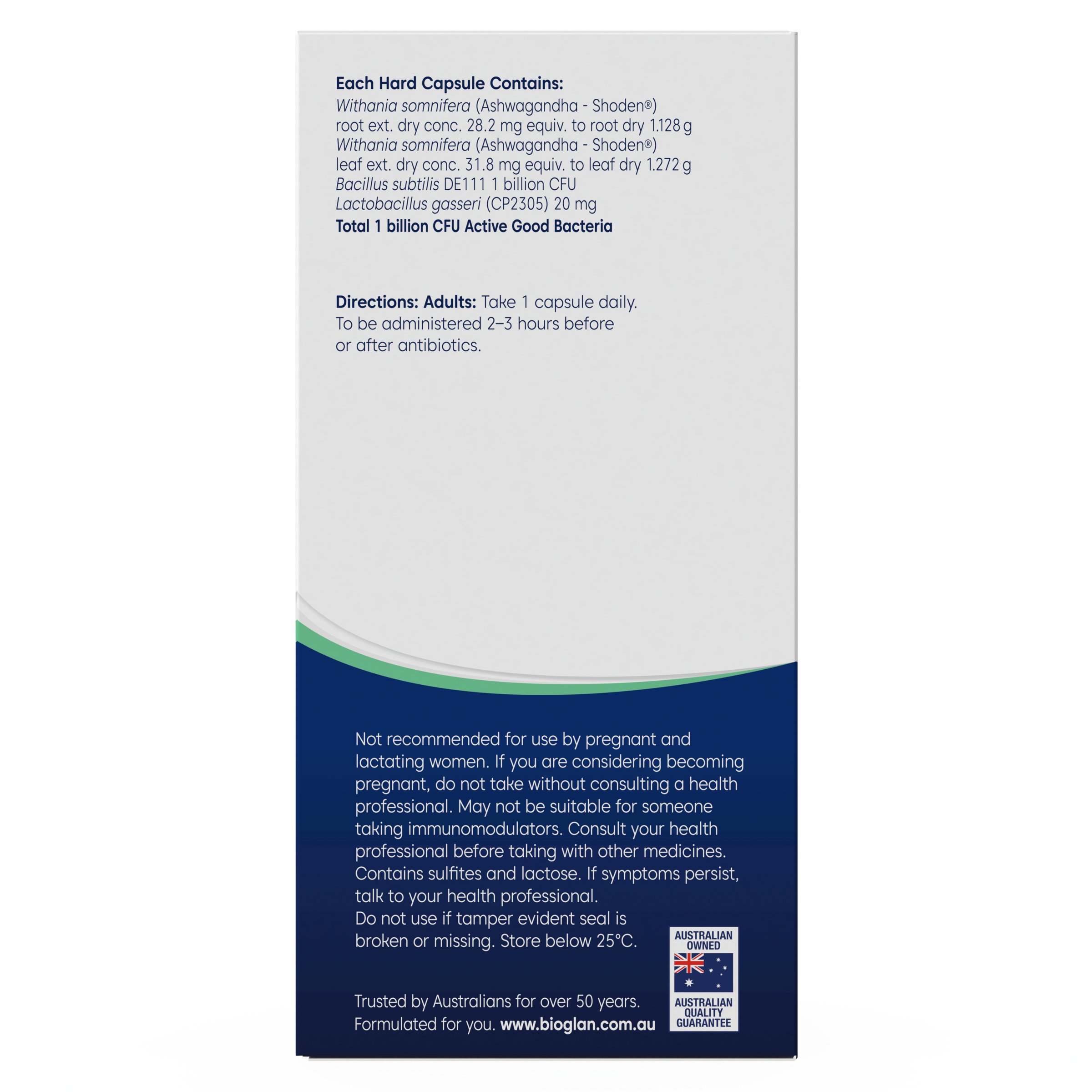 Bioglan Platinum Probiotic + Ashwagandha 50 capsules - Image 2