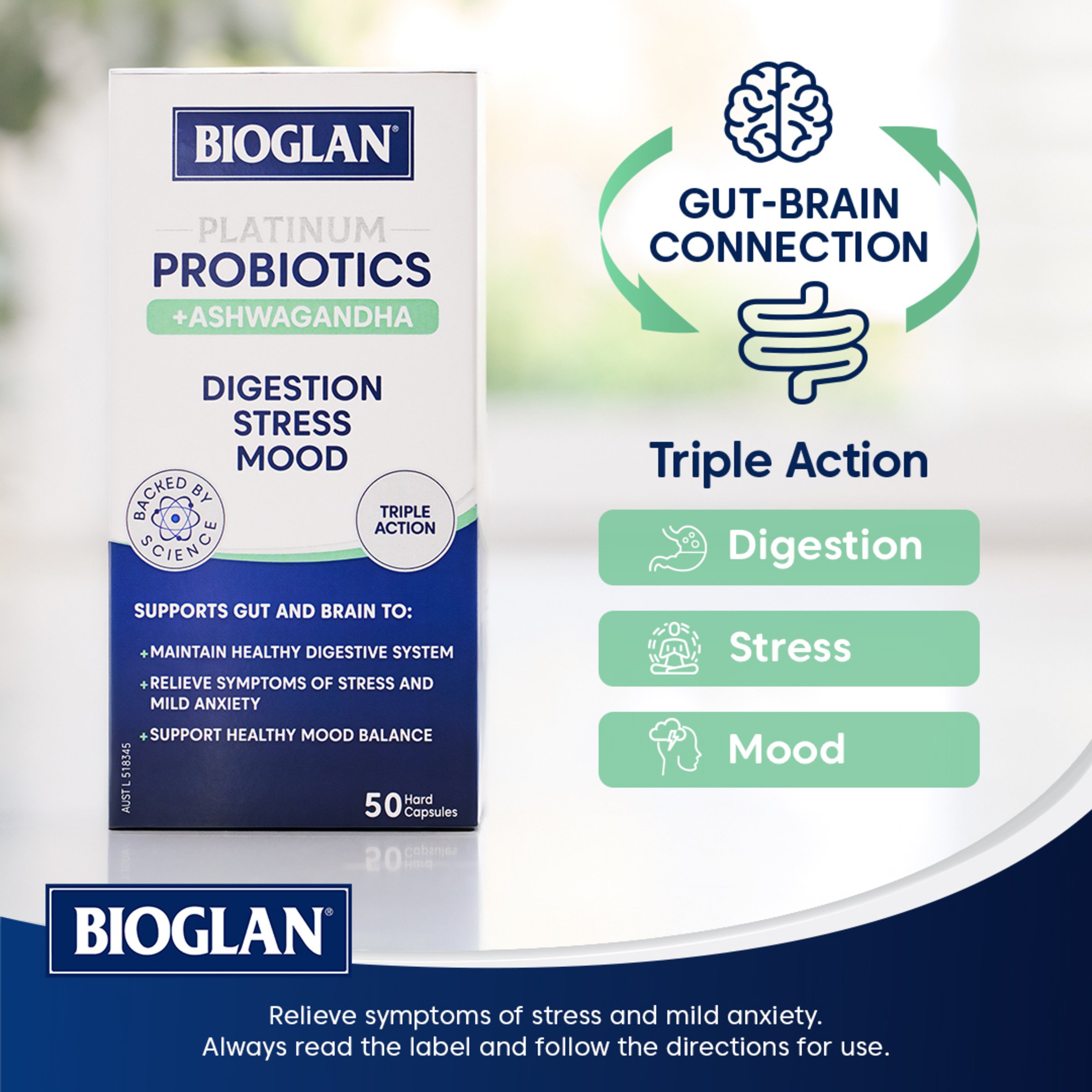 Bioglan Platinum Probiotic + Ashwagandha 50 capsules - Image 4