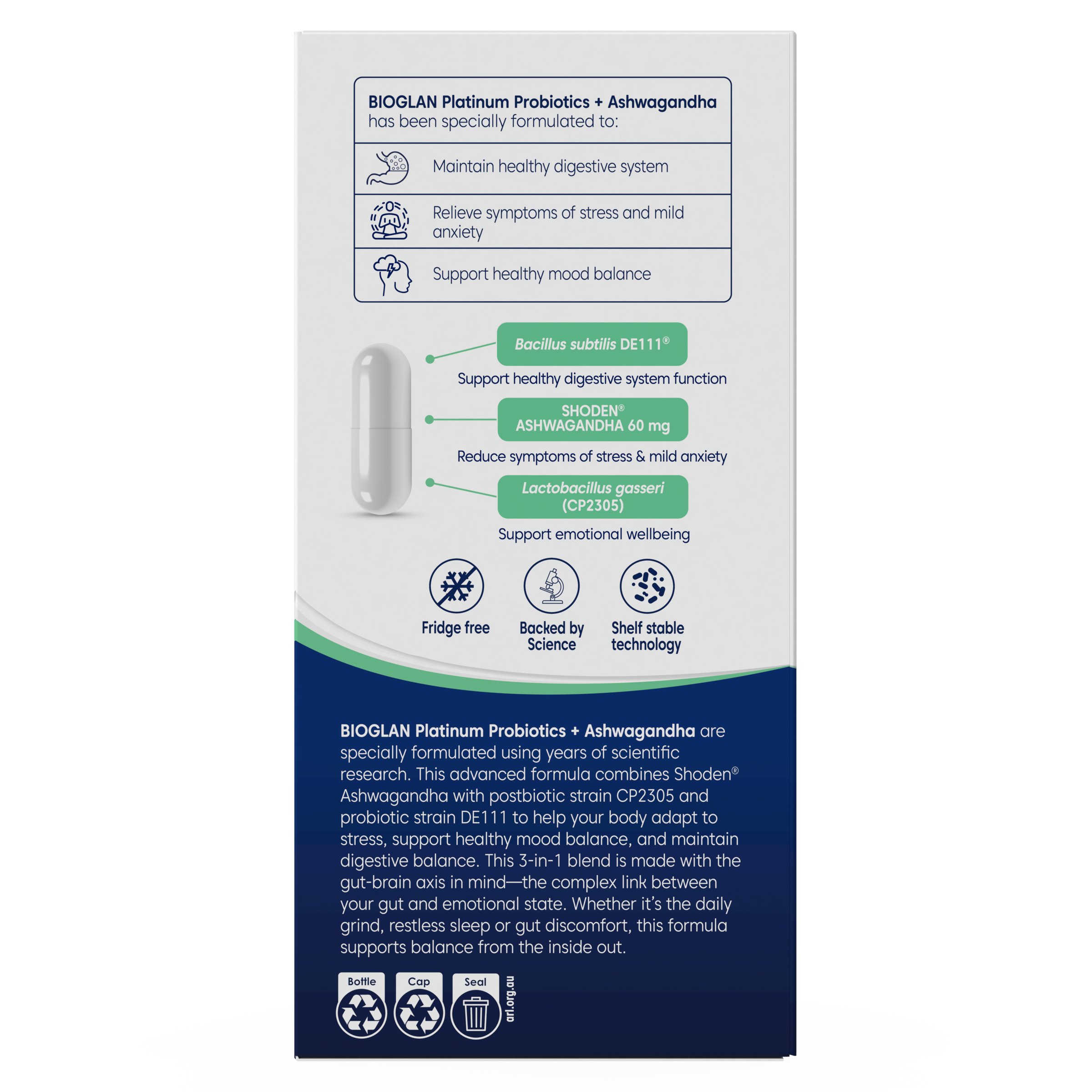 Bioglan Platinum Probiotic + Ashwagandha 50 capsules - Image 3