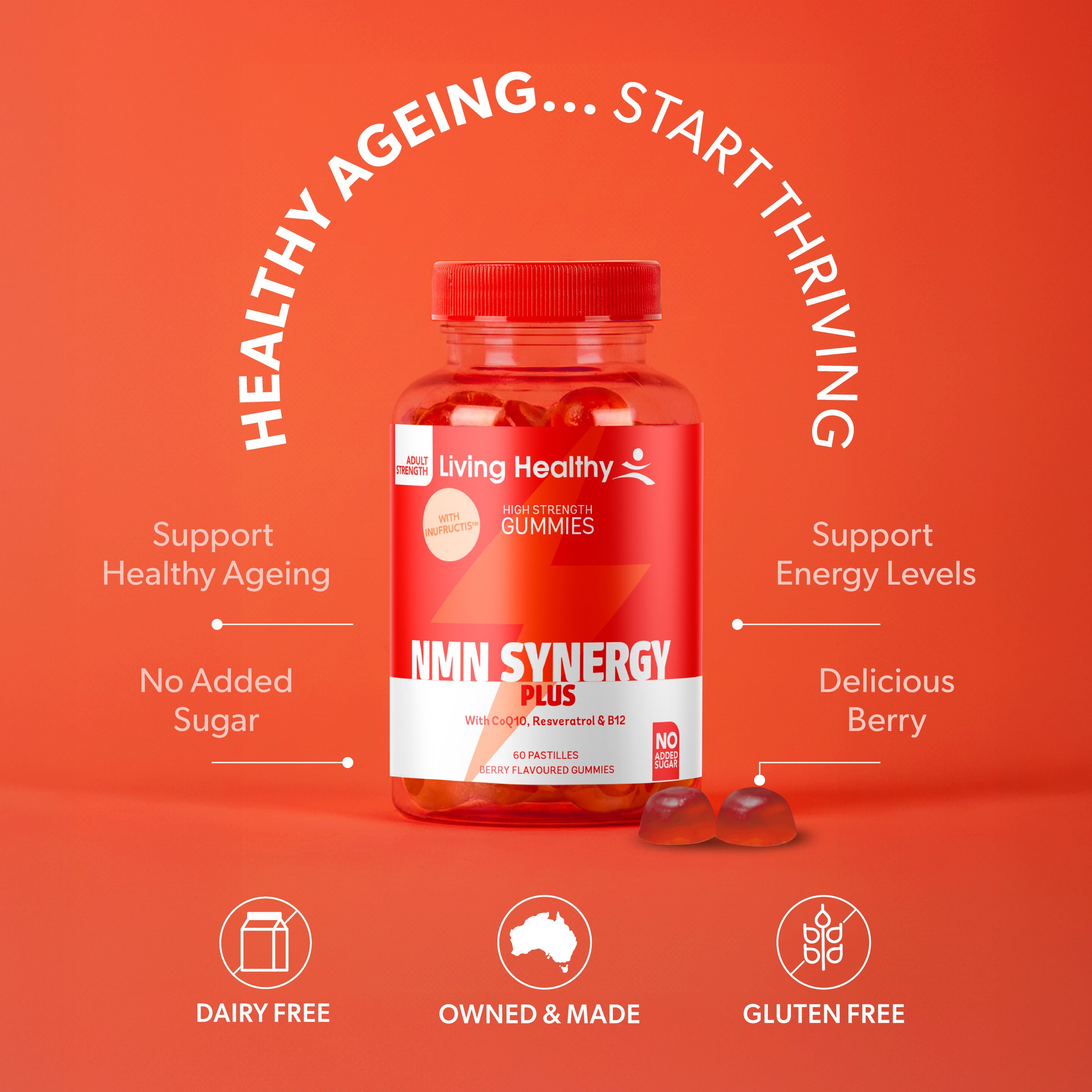Living Healthy Gummies Nmn Synergy Plus 60 pastilles - Image 4