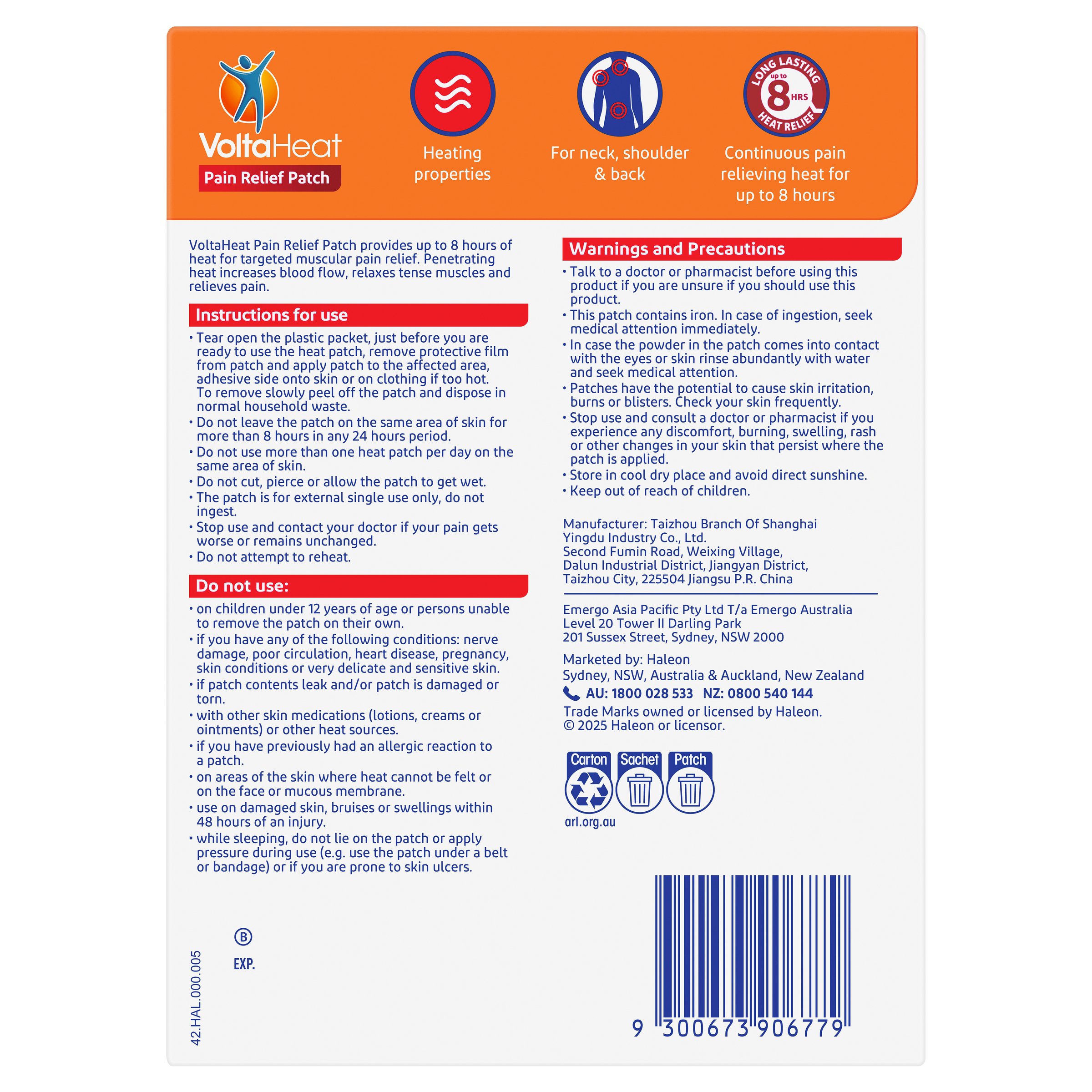 Voltaren Voltaheat Patch Pain Relief Patch 2 pack - Image 2