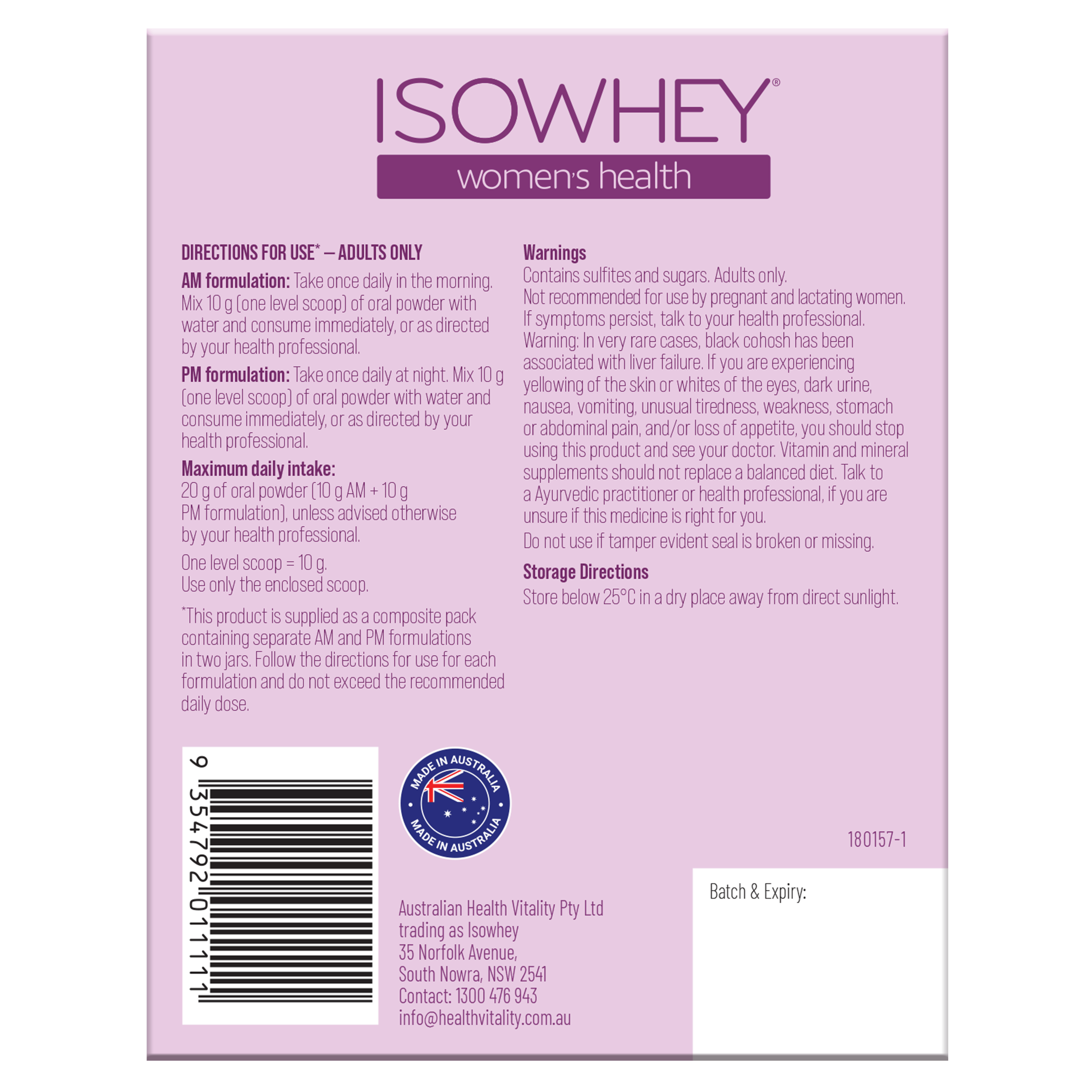 Isowhey Women's Health Menopause Am/Pm Kit 300g - Image 3