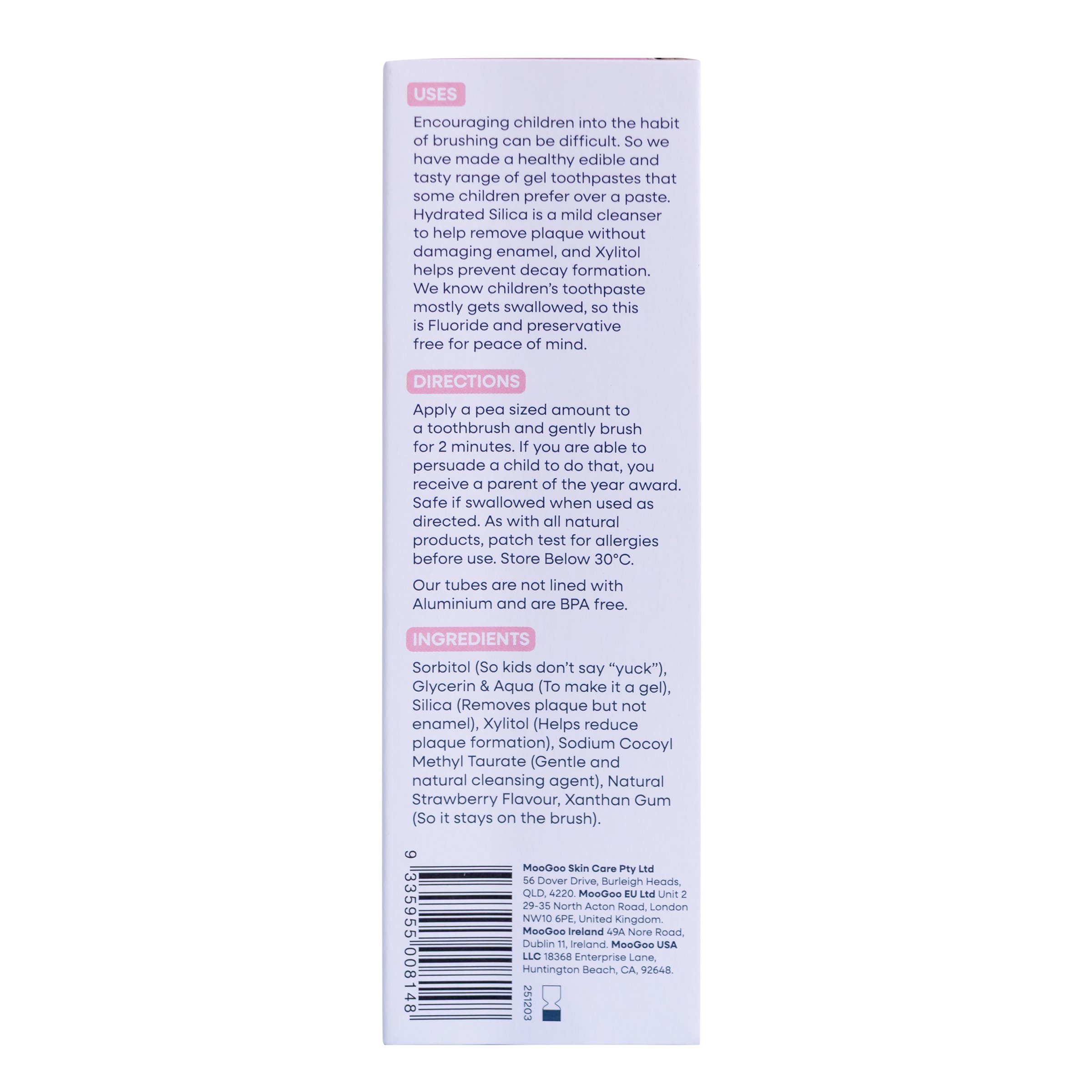 Moogoo Kids Moothpaste Strawberries & Cream 50g - Image 2