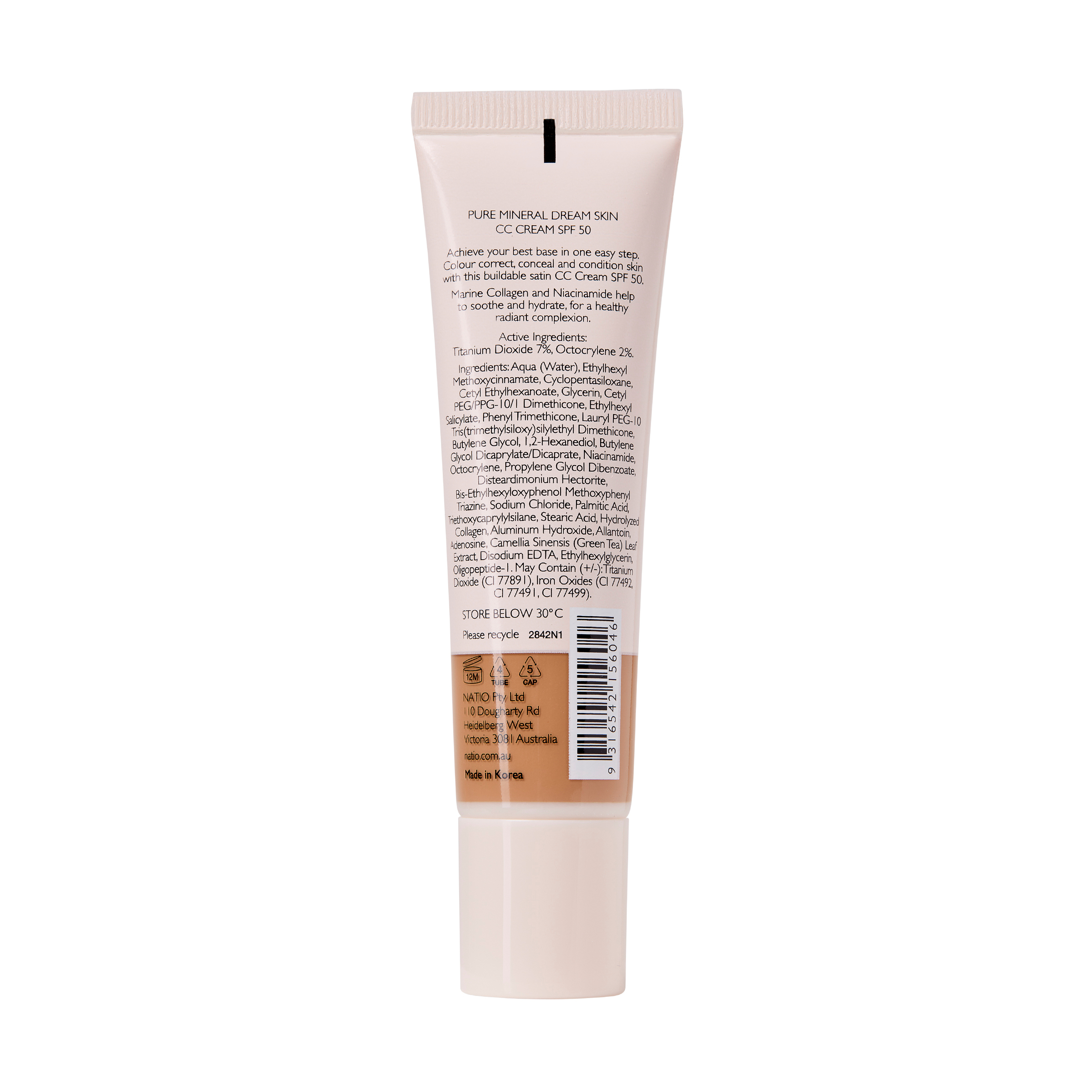 Natio Pure Mineral Skin CC Cream SPF 50 - Cinnamon 30ml - Image 2