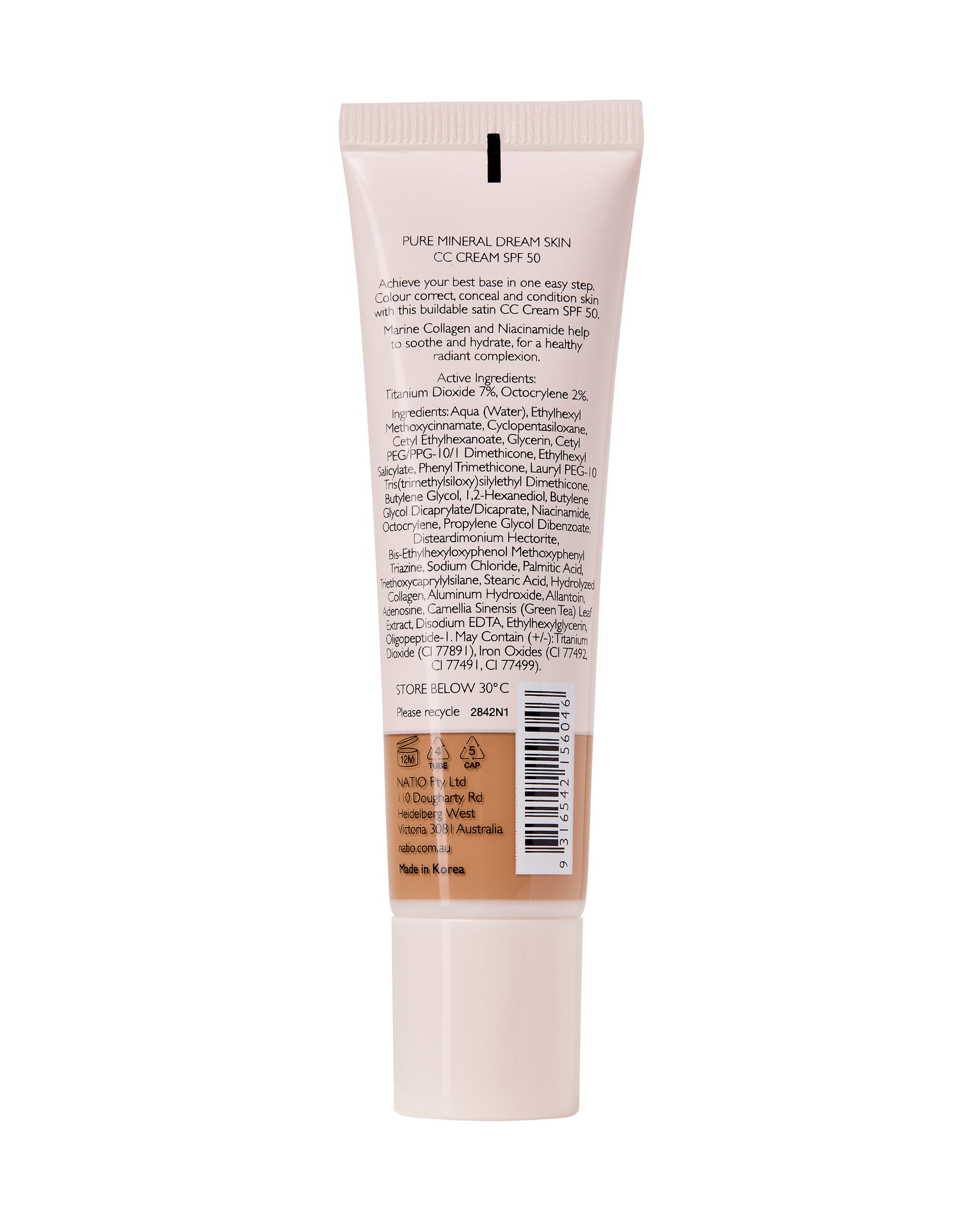 Natio Pure Mineral Skin CC Cream SPF 50 - Cinnamon 30ml - Image 2