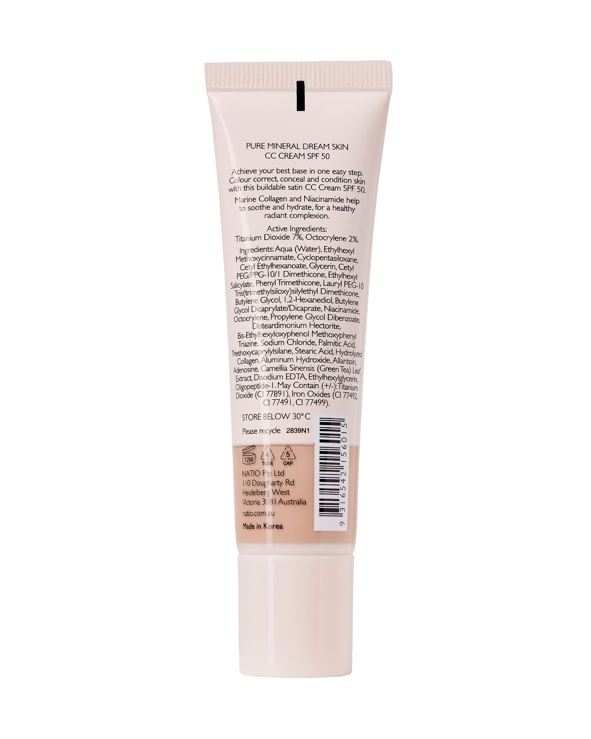 Natio Pure Mineral Skin CC Cream SPF 50 - Maple 30ml - Image 2