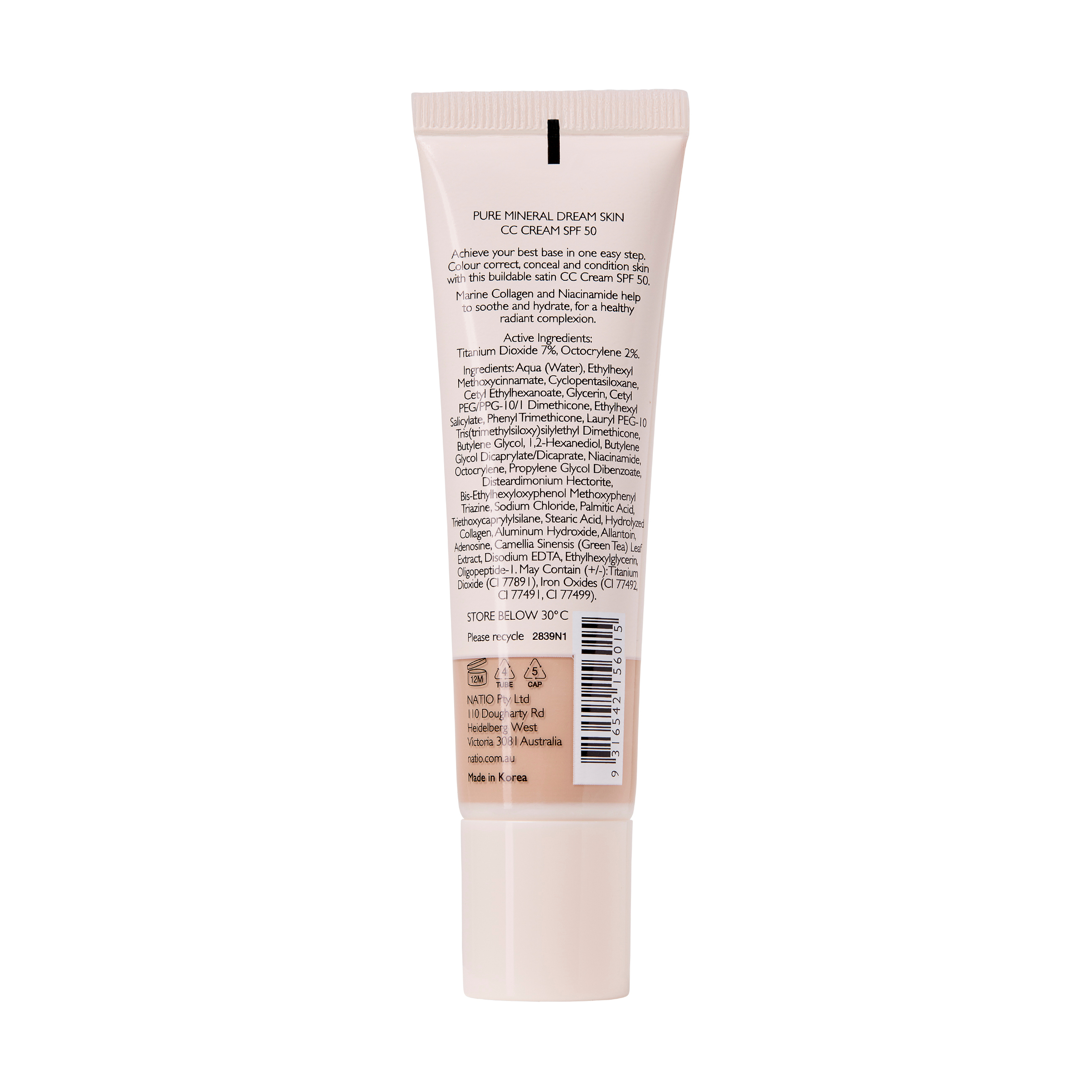 Natio Pure Mineral Skin CC Cream SPF 50 - Maple 30ml - Image 2