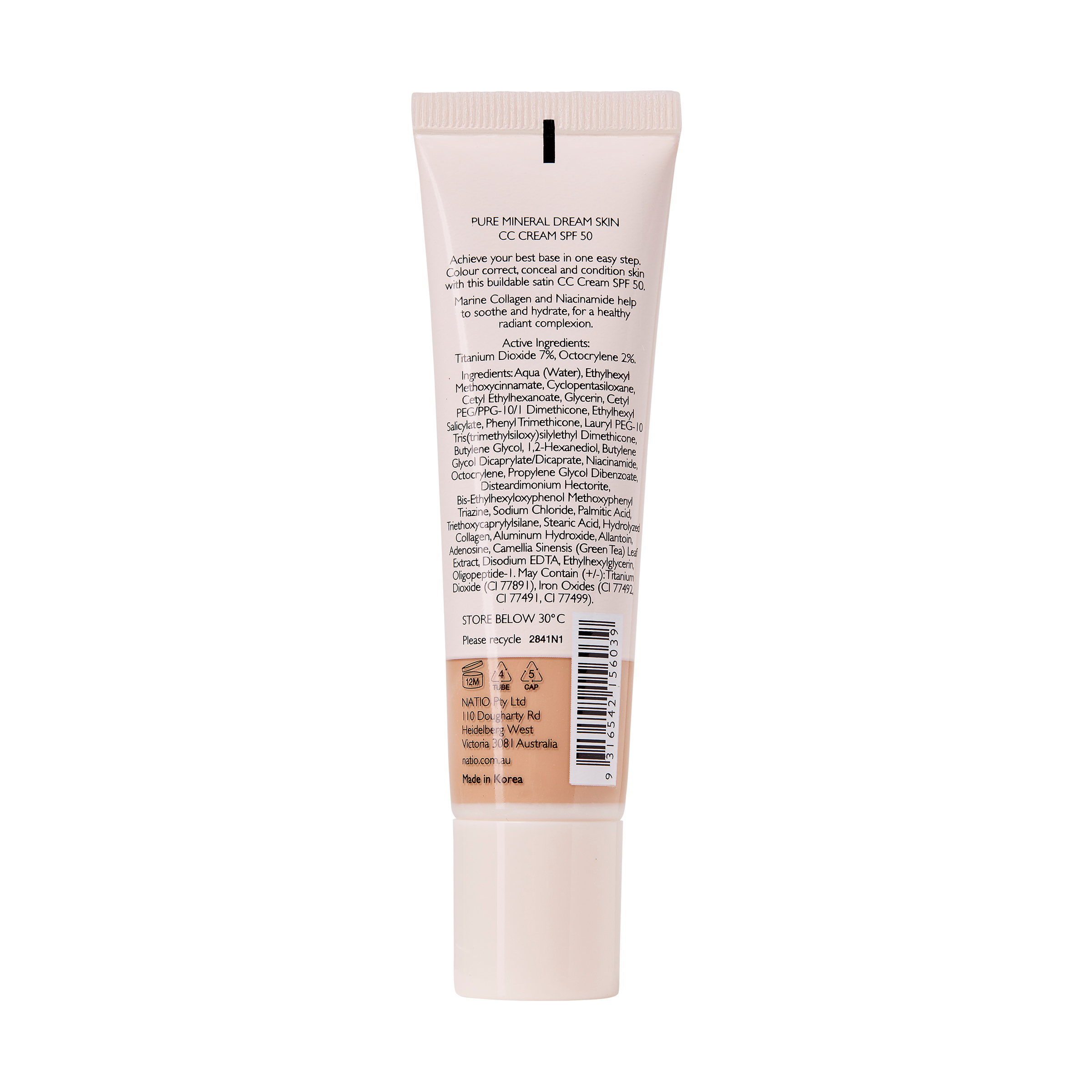 Natio Pure Mineral Skin CC Cream SPF 50 - Mocha 30ml - Image 2