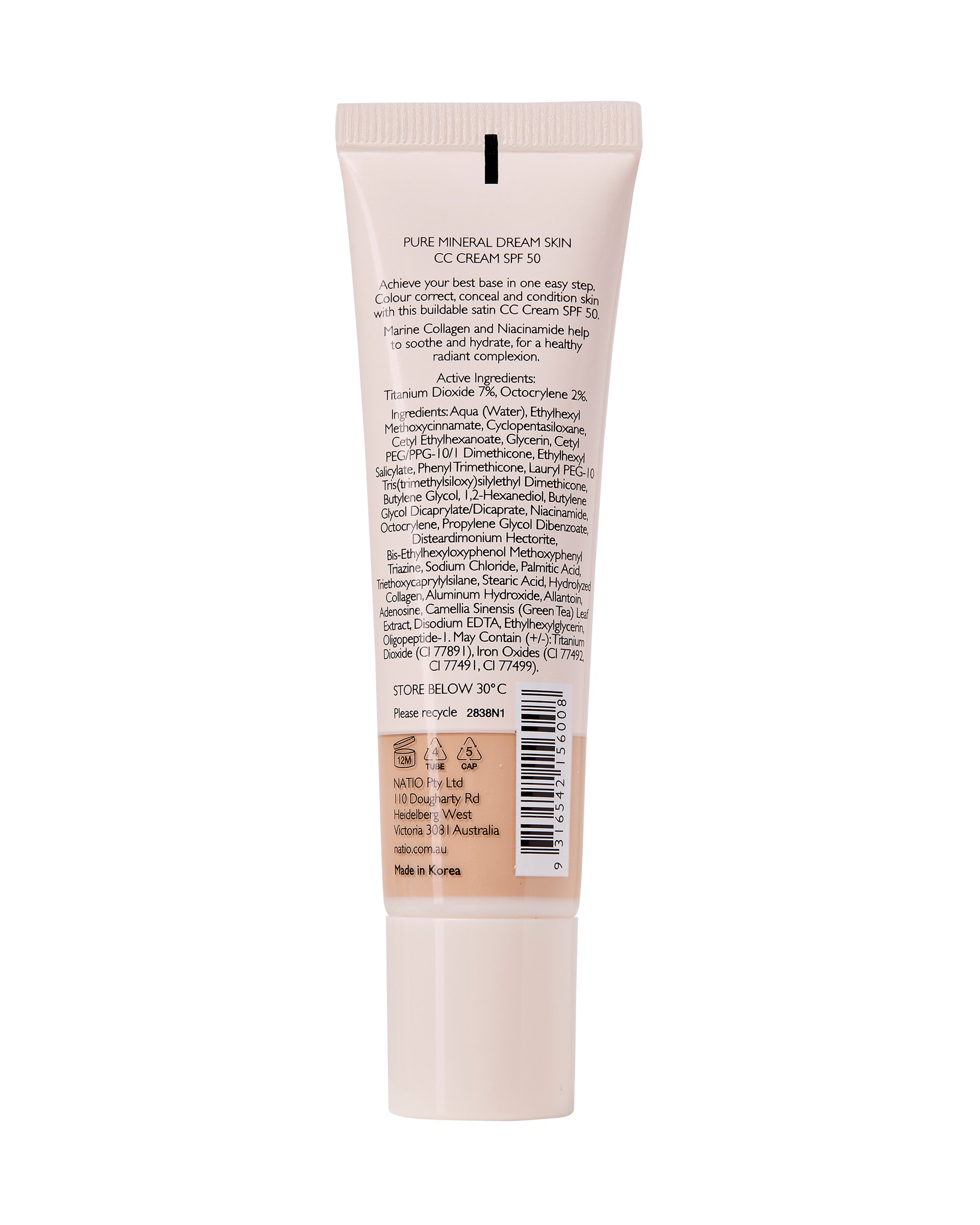 Natio Pure Mineral Skin CC Cream SPF 50 - Honey 30ml - Image 2