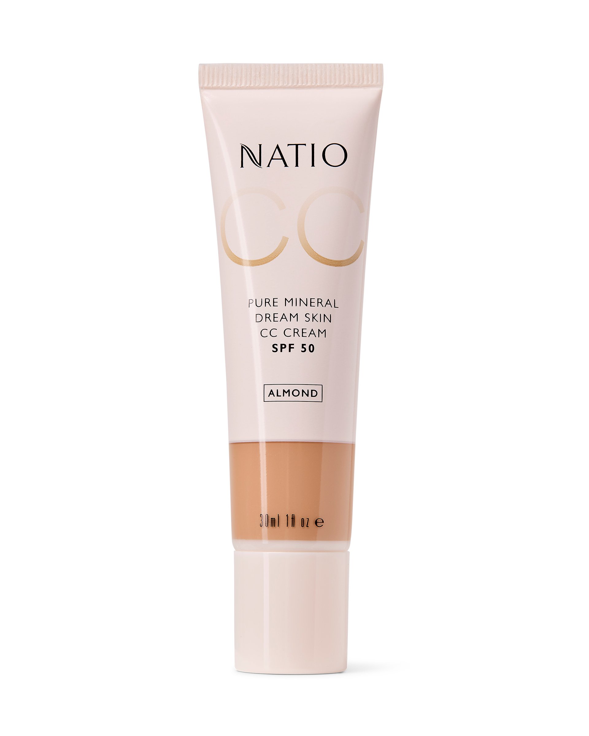 Natio Pure Mineral Skin CC Cream SPF 50 - Almond 30ml - Image 1