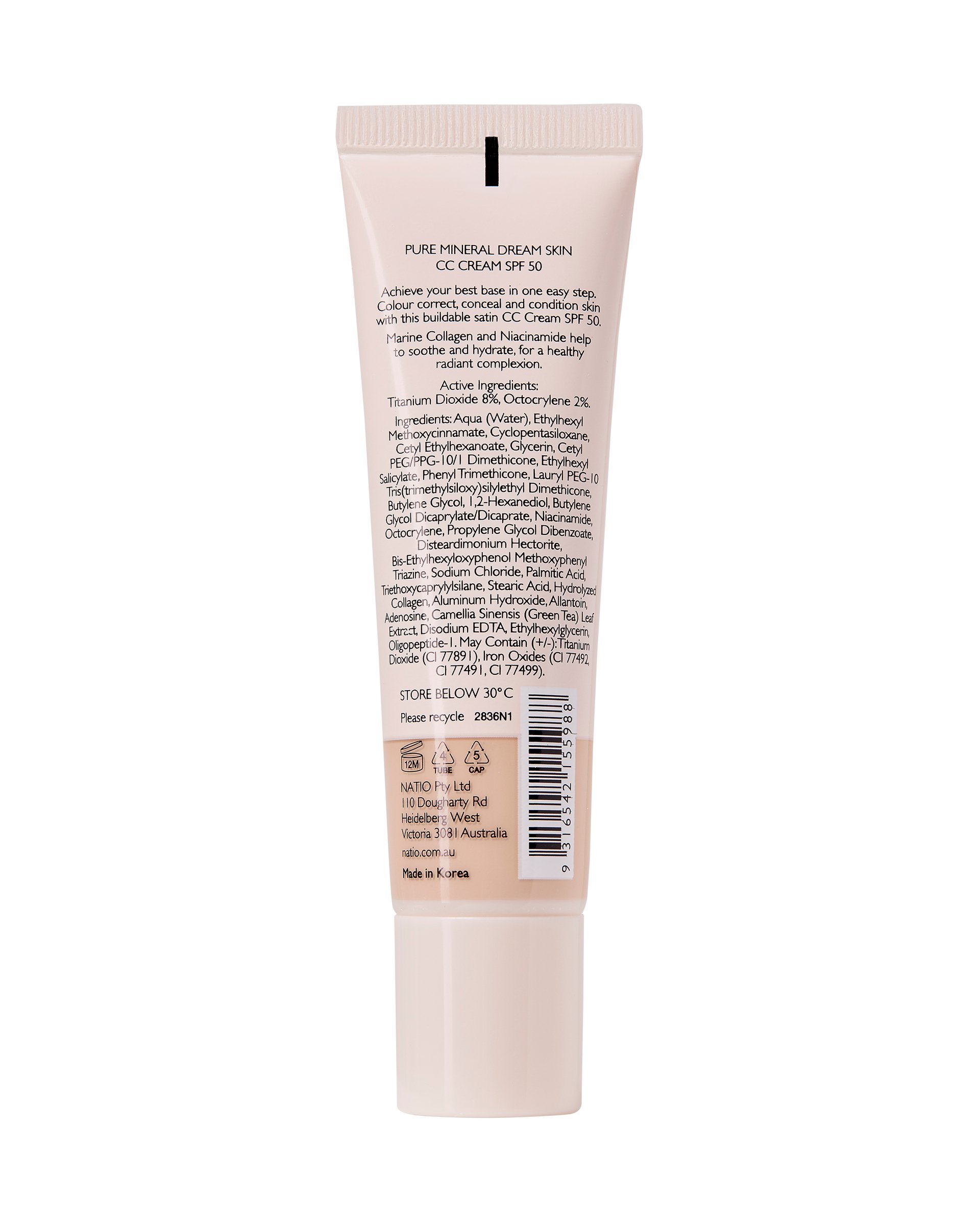 Natio Pure Mineral Skin CC Cream SPF 50 - Bisque 30ml - Image 2