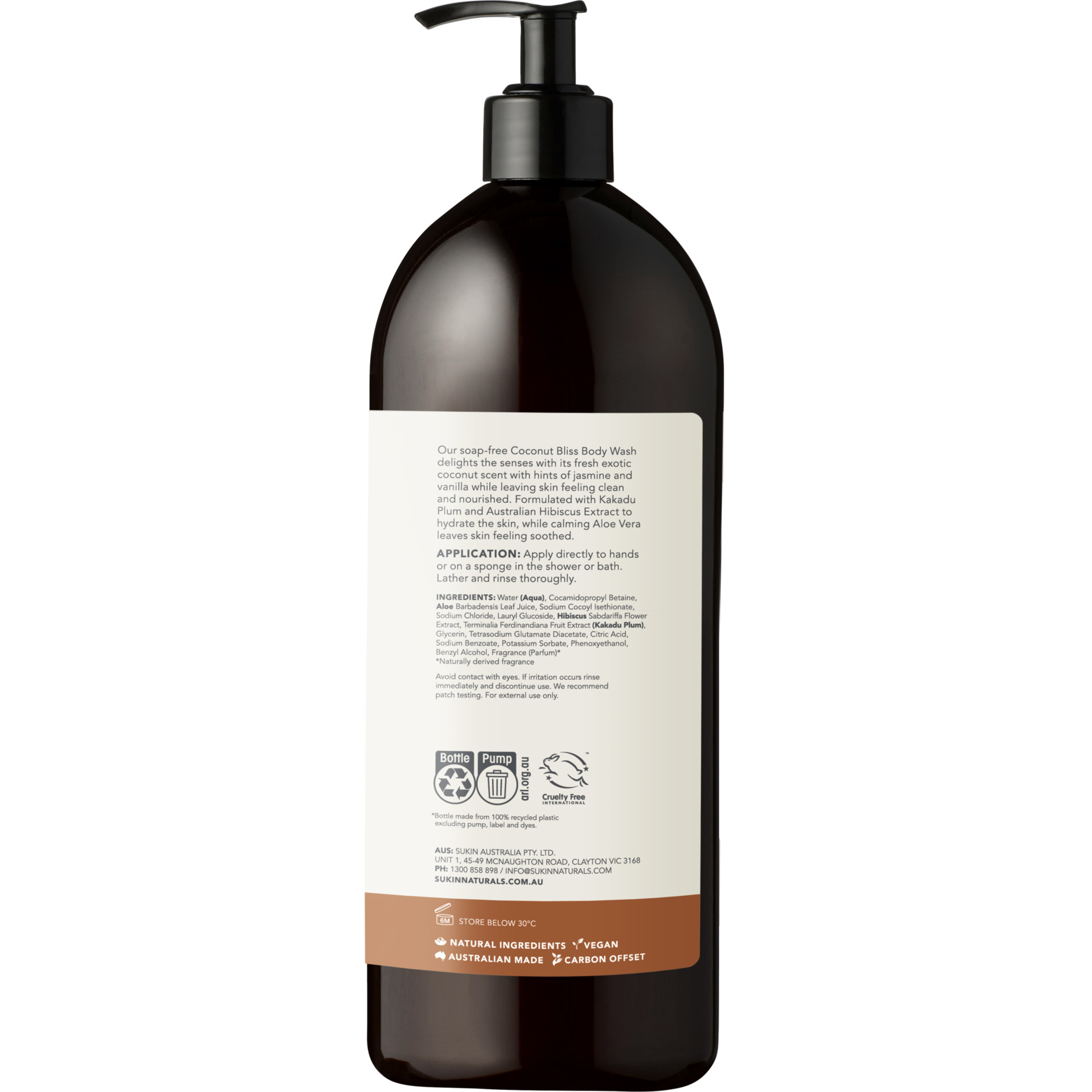 Sukin Botanical Body Wash Coconut Bliss 1 litre - Image 3
