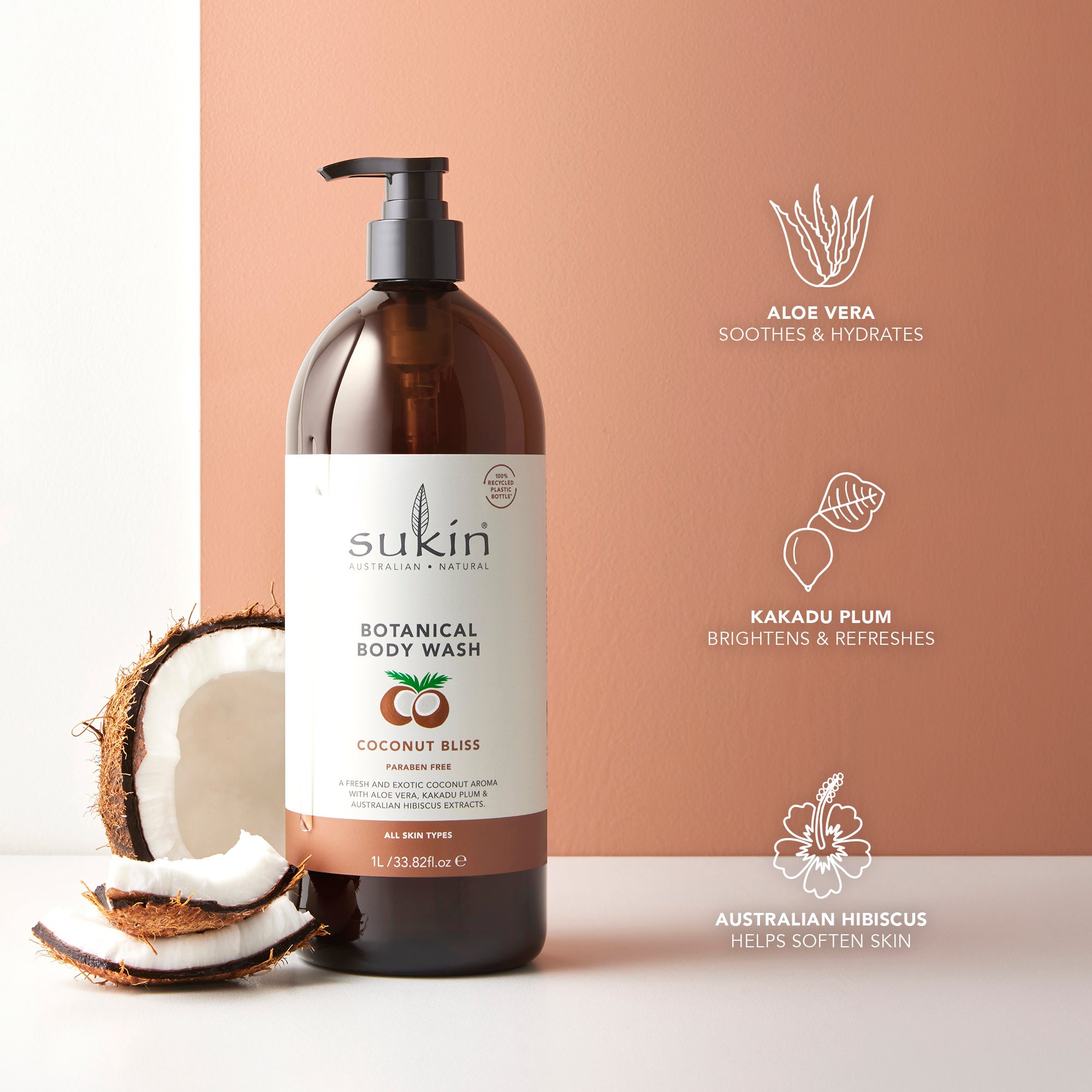 Sukin Botanical Body Wash Coconut Bliss 1 litre - Image 9