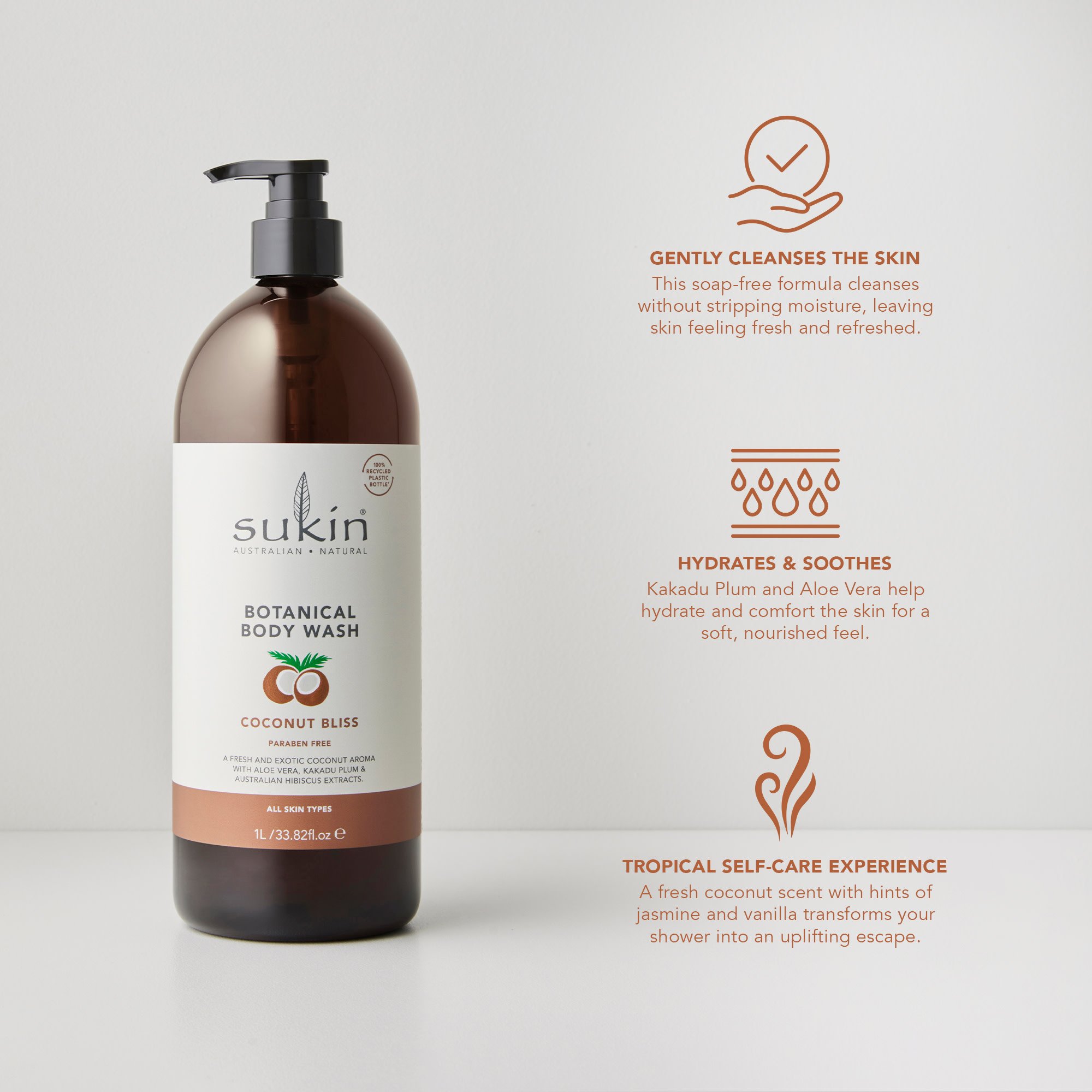 Sukin Botanical Body Wash Coconut Bliss 1 litre - Image 8
