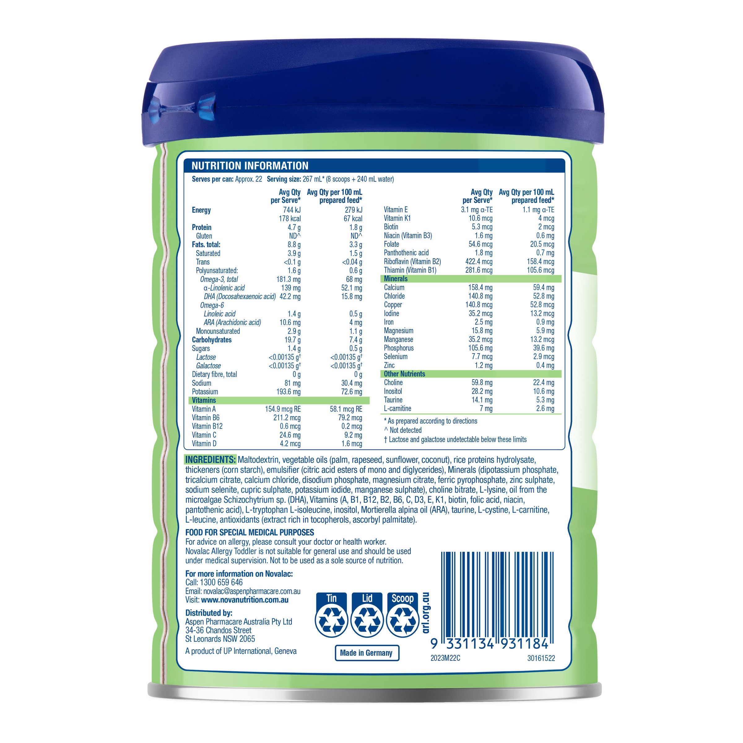 Novalac Allergy Toddler 800g - Image 2