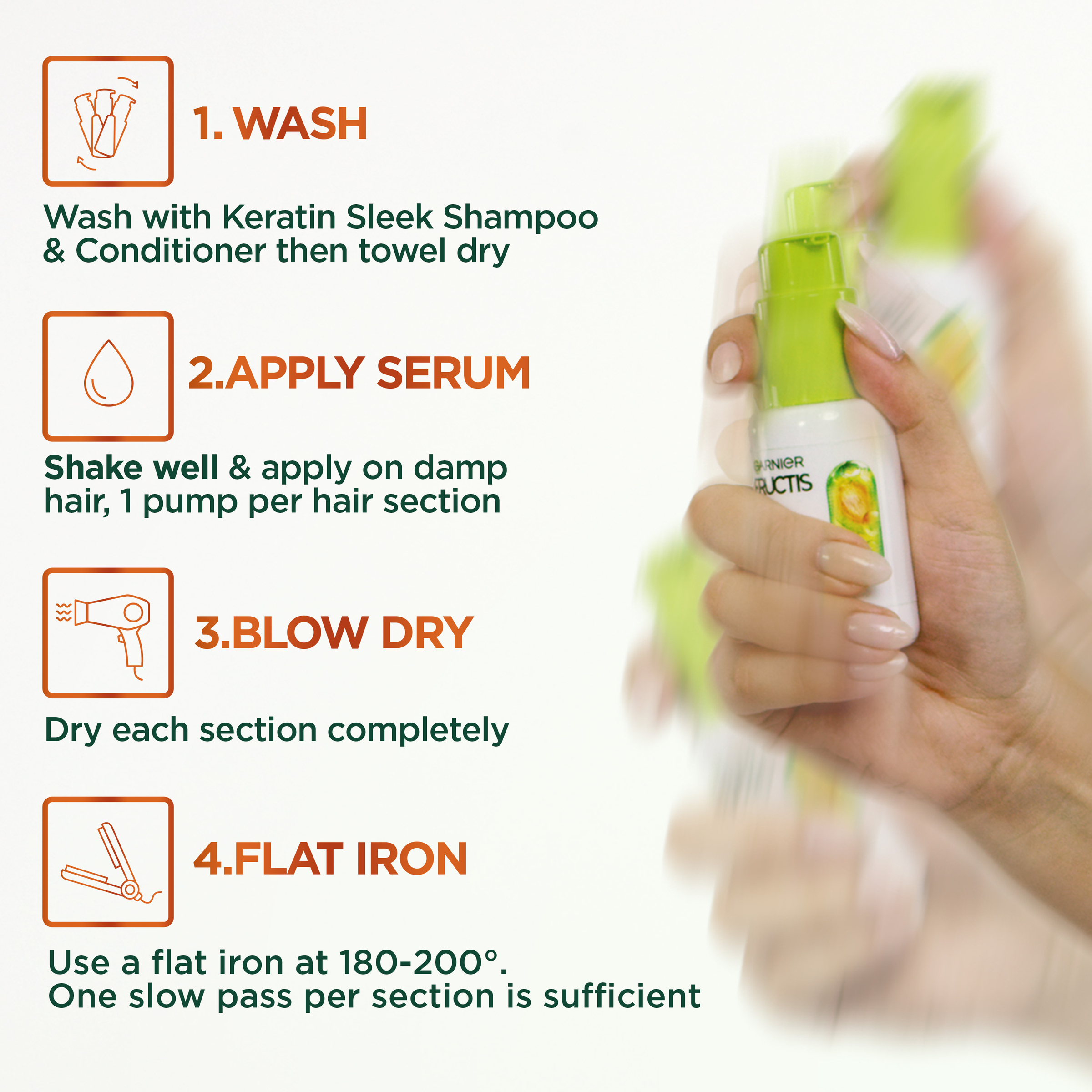 Garnier Fructis Keratin Sleek & Stay Serum 50ml - Image 3
