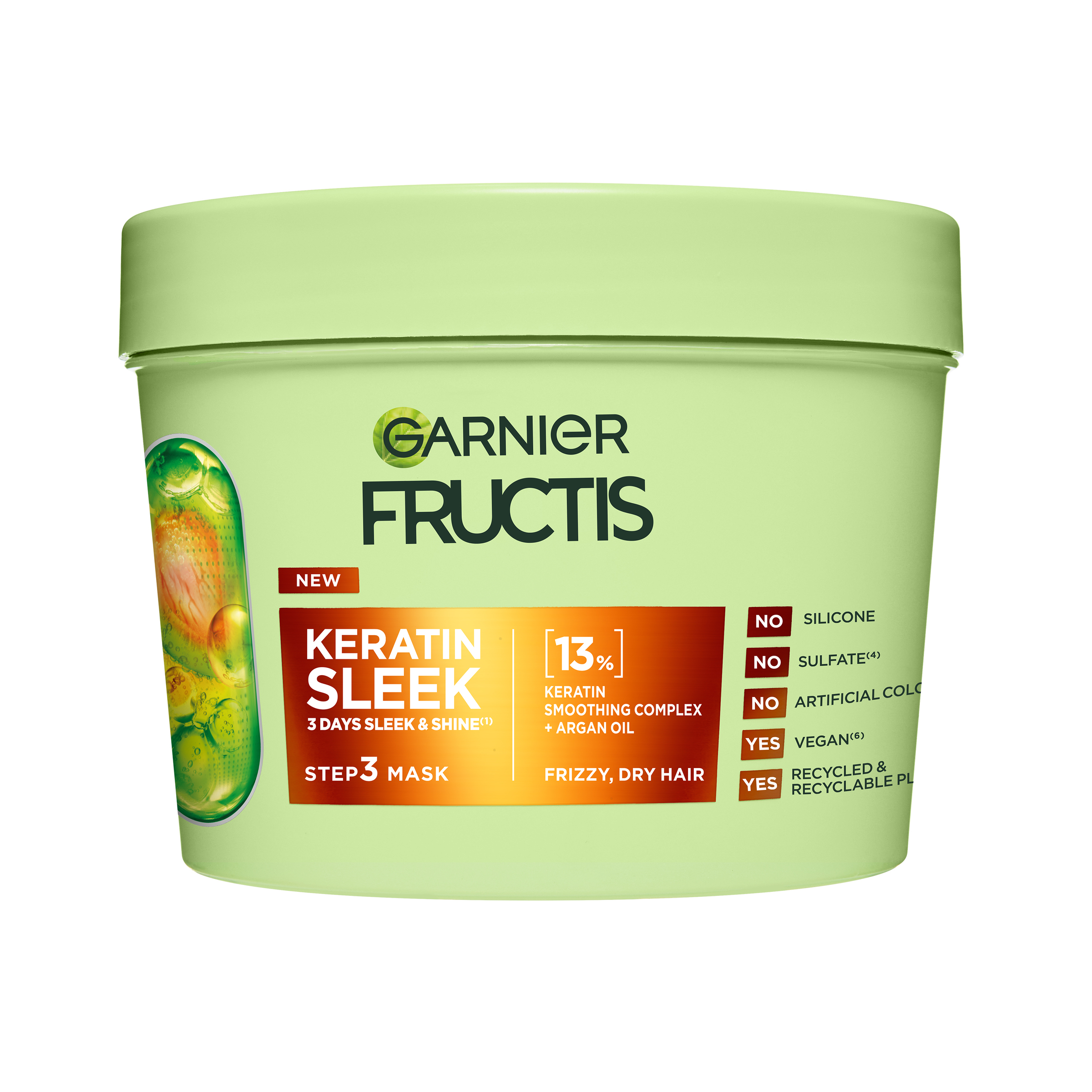 Garnier Fructis Keratin Sleek Hair Mask 370ml - Image 1