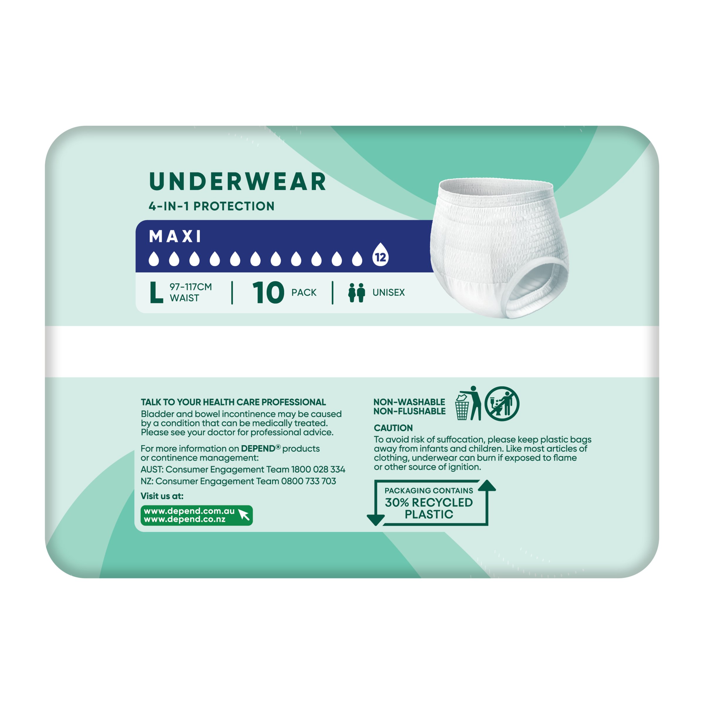 Depend Underwear Maxi Large - 10 pack - Image 4
