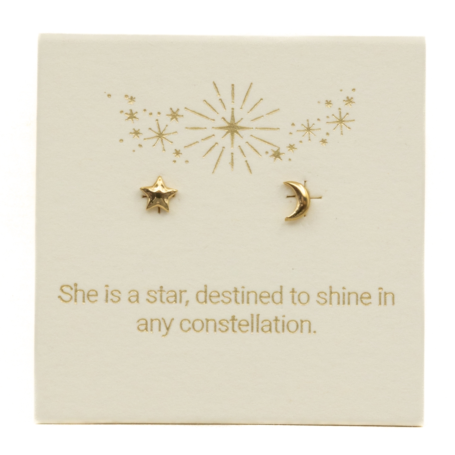 Love Lunamei Inspiration Stud Earrings - Moon & Star Gold 1 pair