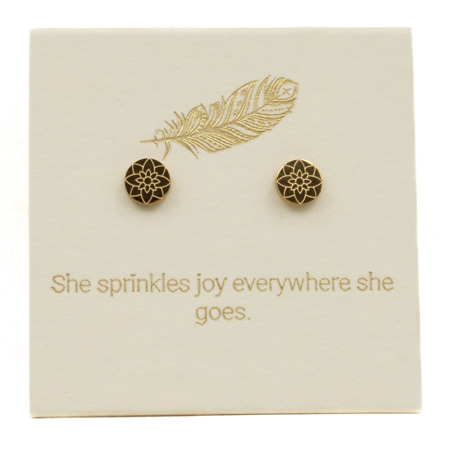 Love Lunamei Inspiration Stud Earrings - Mandala Gold 1 pair