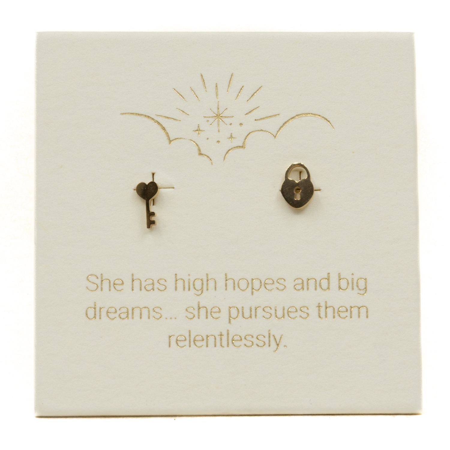 Love Lunamei Inspiration Stud Earrings - Lock & Key Gold 1 pair