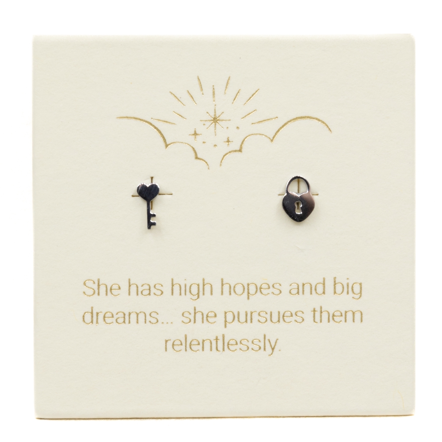 Love Lunamei Inspiration Stud Earrings - Lock & Key Silver 1 pair