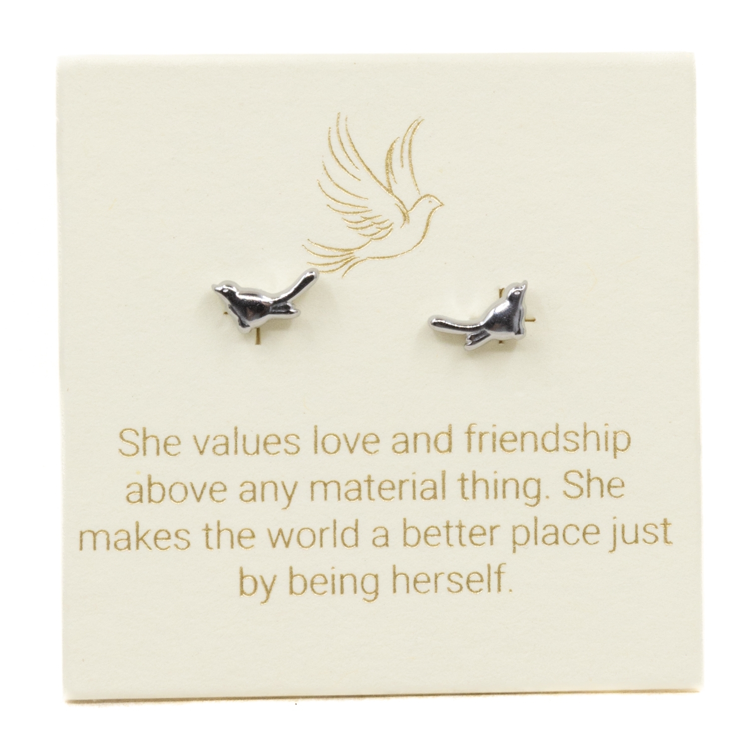 Love Lunamei Inspiration Stud Earrings - Bird Silver 1 pair
