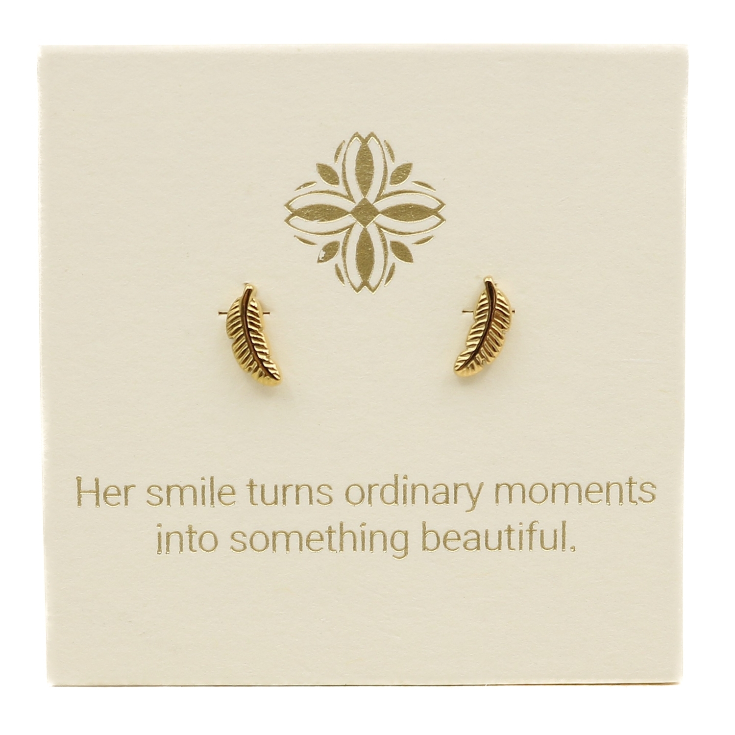 Love Lunamei Inspiration Stud Earrings - Feather Gold 1 pair