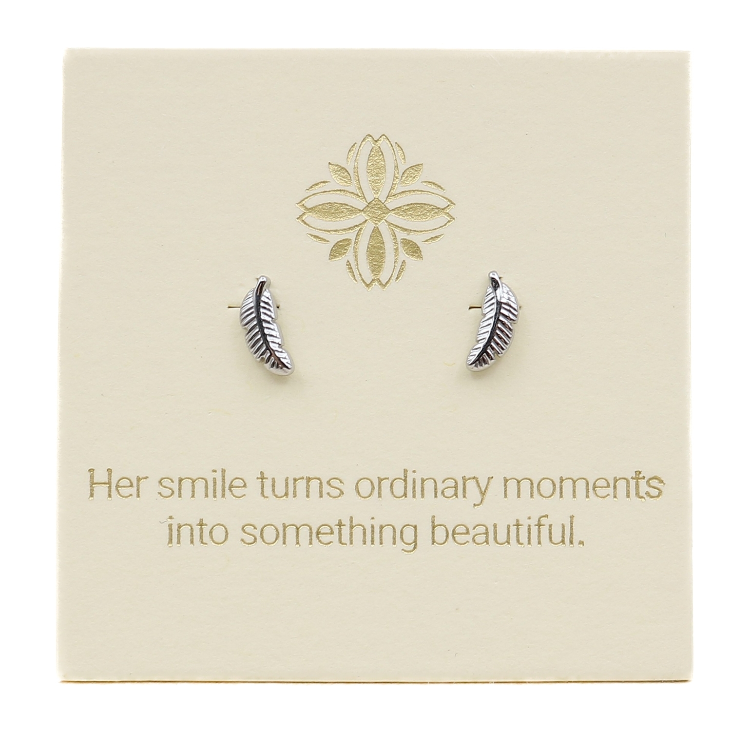 Love Lunamei Inspiration Stud Earrings - Feather Silver 1 pair