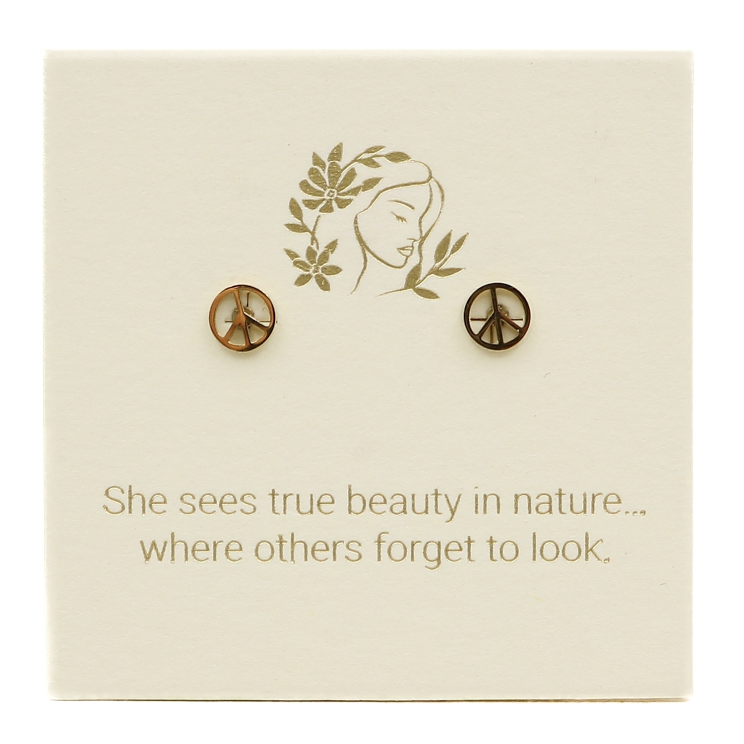 Love Lunamei Inspiration Stud Earrings - Peace Sign Gold 1 pair