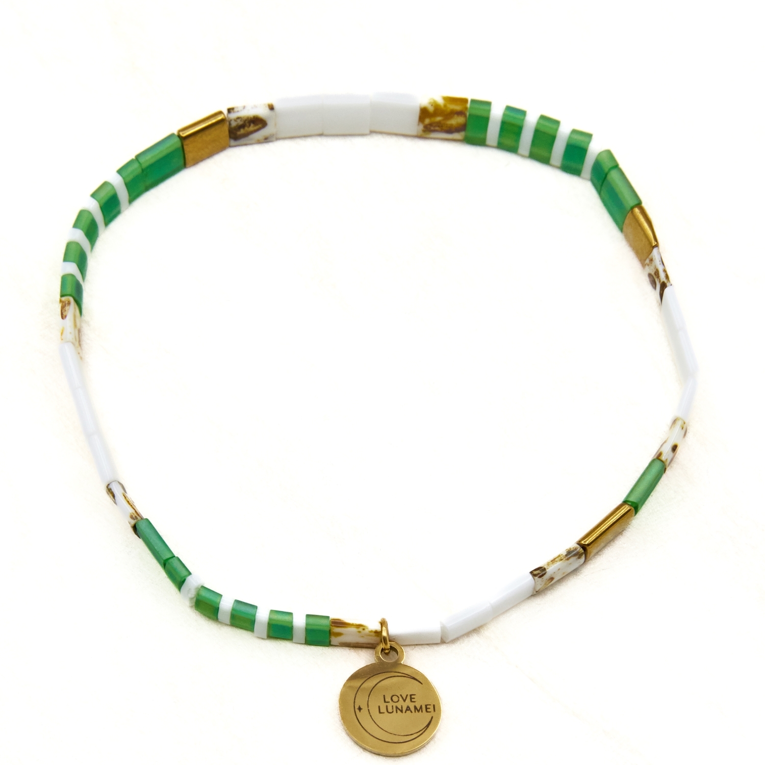 Love Lunamei Love Bracelet - Green White Gold & Tort 1 each