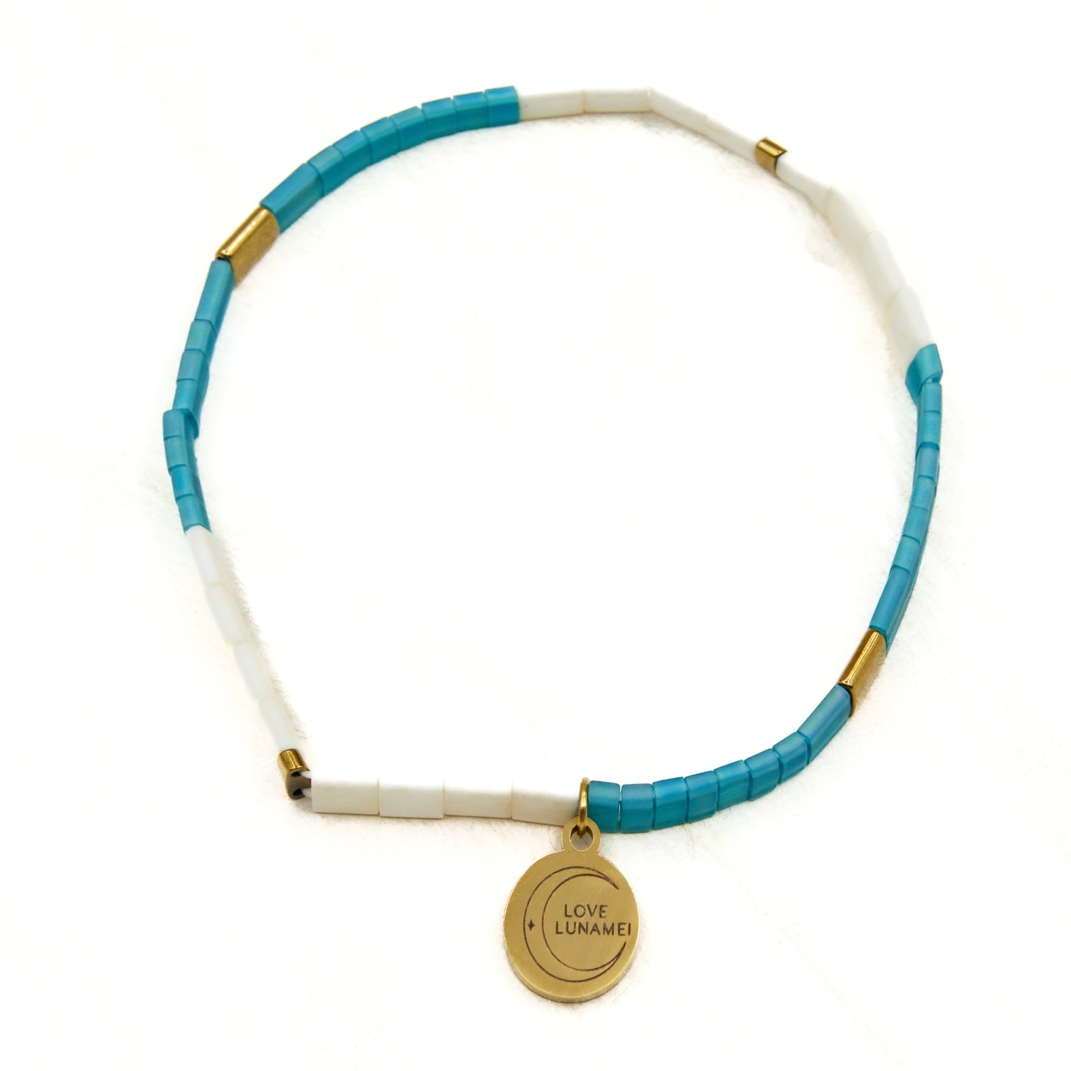 Love Lunamei Love Bracelet - Teal, Off White & Gold 1 each
