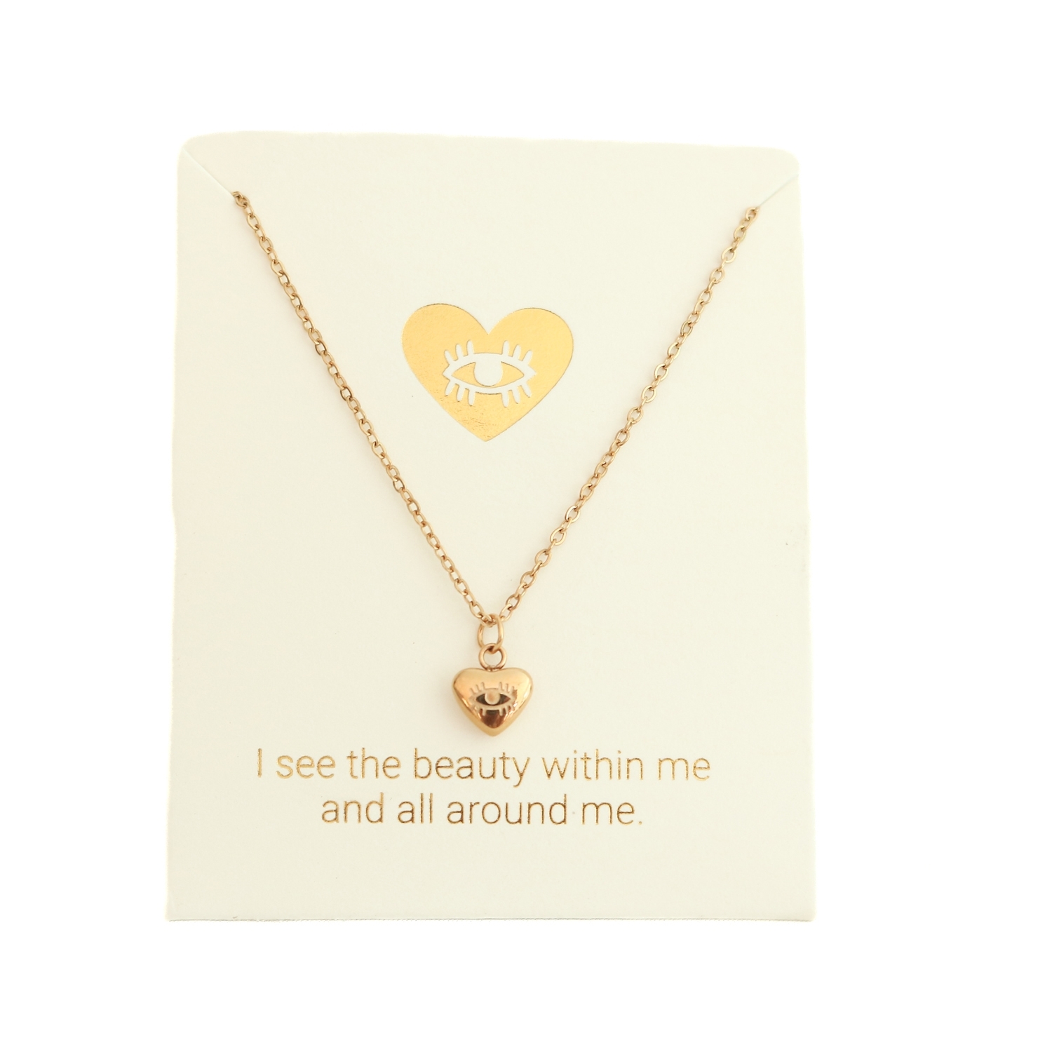 Love Lunamei Inspiration Pendant Necklace - Seeing Heart Gold 1 each