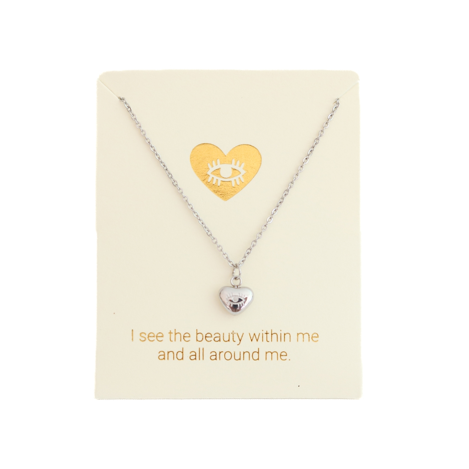 Love Lunamei Inspiration Pendant Necklace - Seeing Heart Silver 1 each