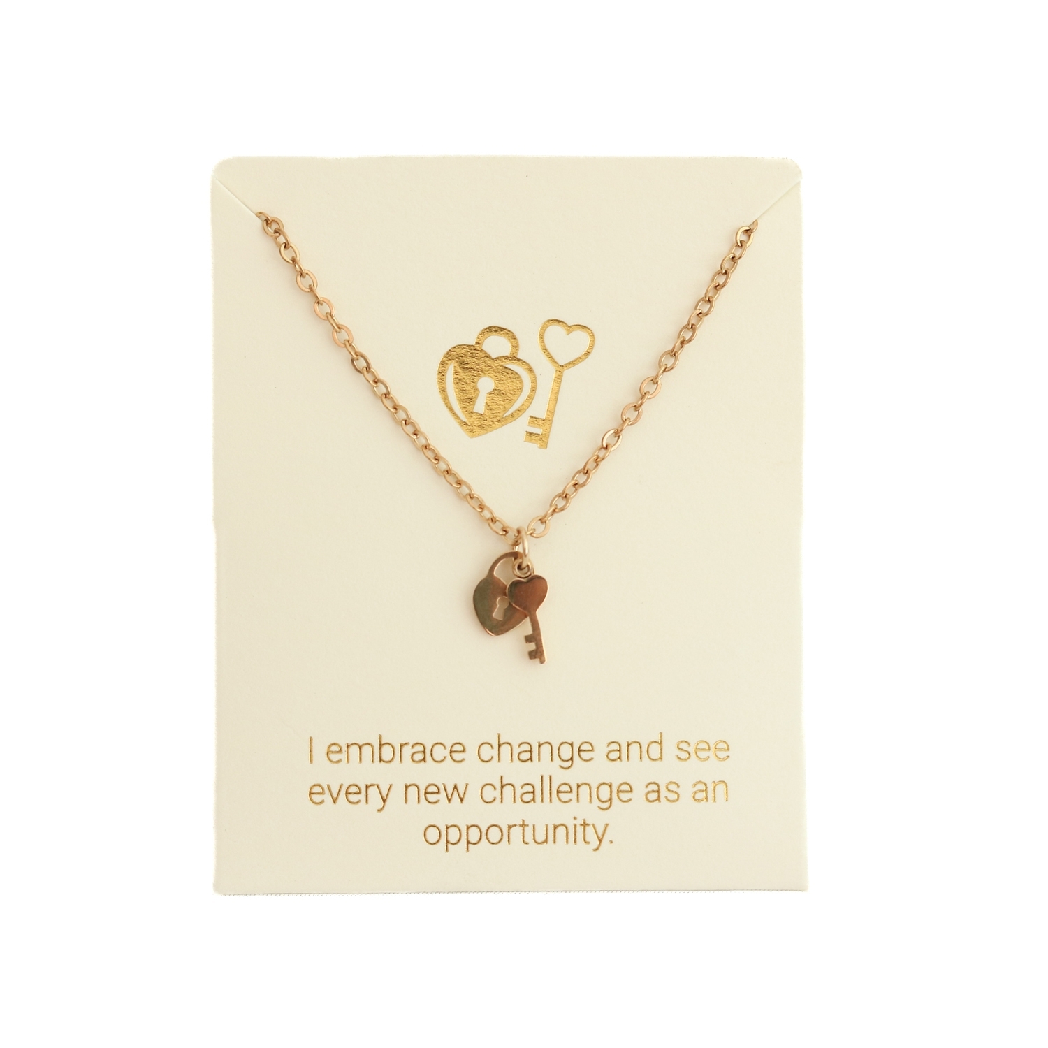 Love Lunamei Inspiration Pendant Necklace - Lock & Key Gold 1 each