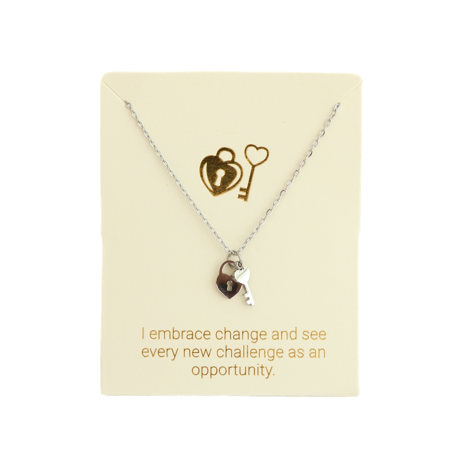 Love Lunamei Inspiration Pendant Necklace - Lock & Key Silver 1 each