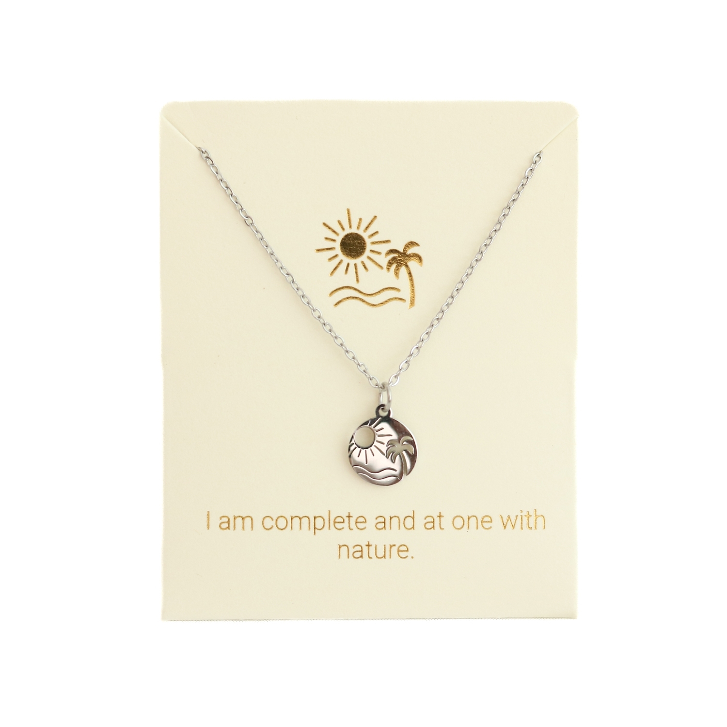 Love Lunamei Inspiration Pendant Necklace - Beach Scene Silver 1 each